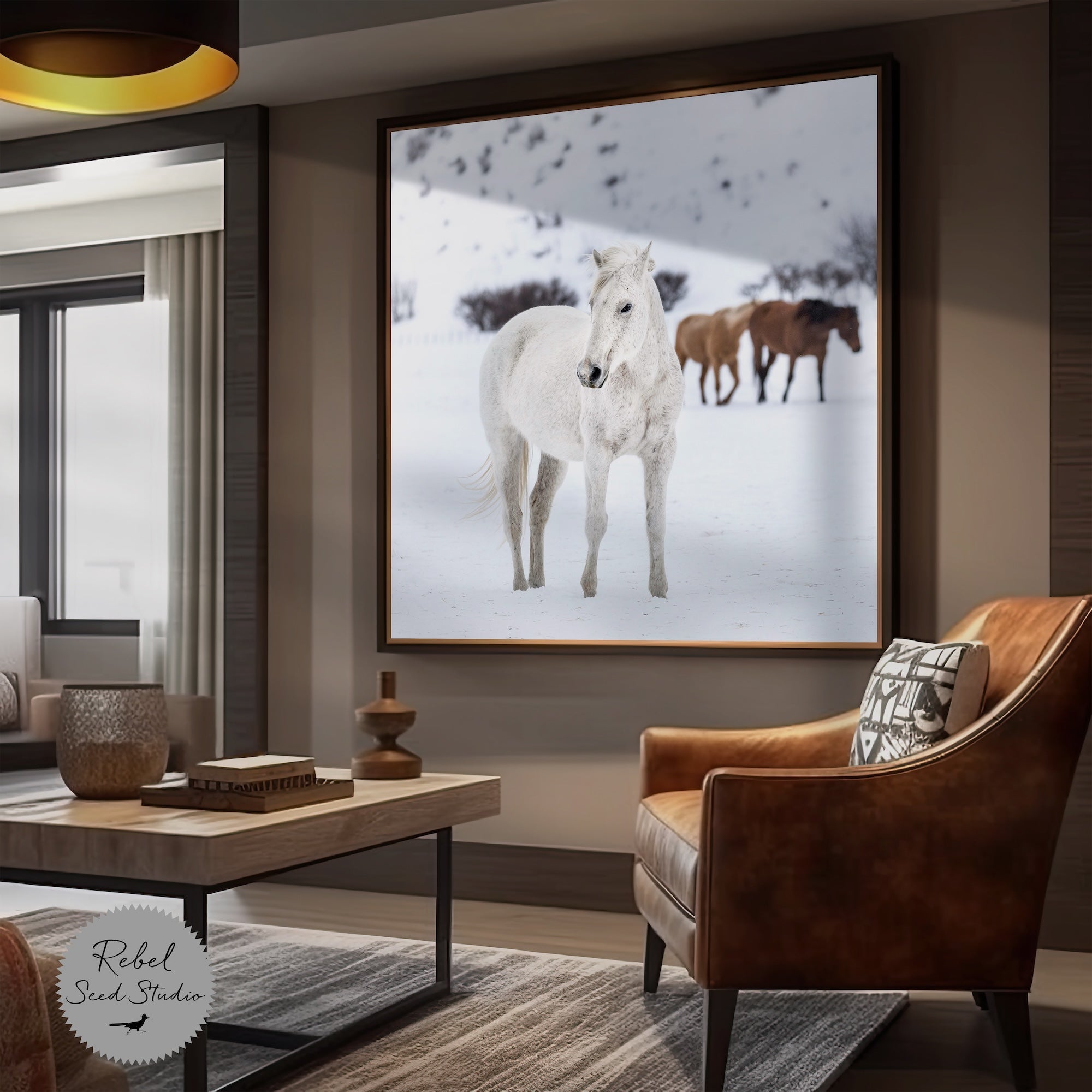 Curious Snow Horse: Western Photograph (Ready-to-Hang Canvas or Ready-to-Frame Fine Art Poster Print)