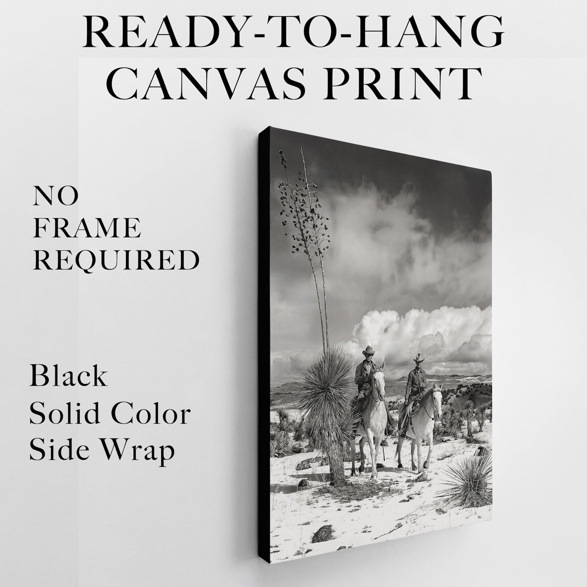 Desert Cowboys on Horseback: Vintage Western Black & White Photograph (Art Print)