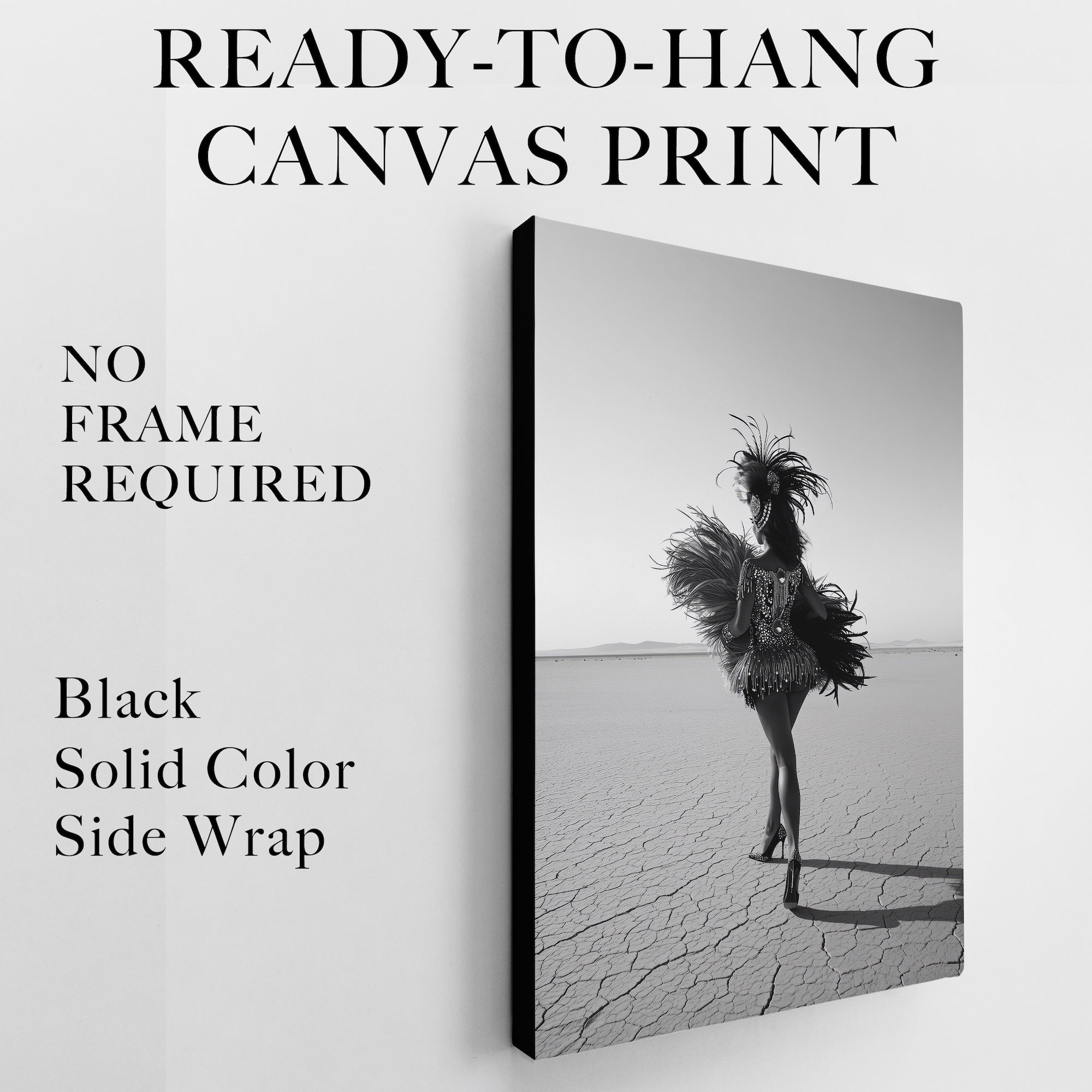 Las Vegas Showgirl: Black & White Desert Photograph (Art Print)