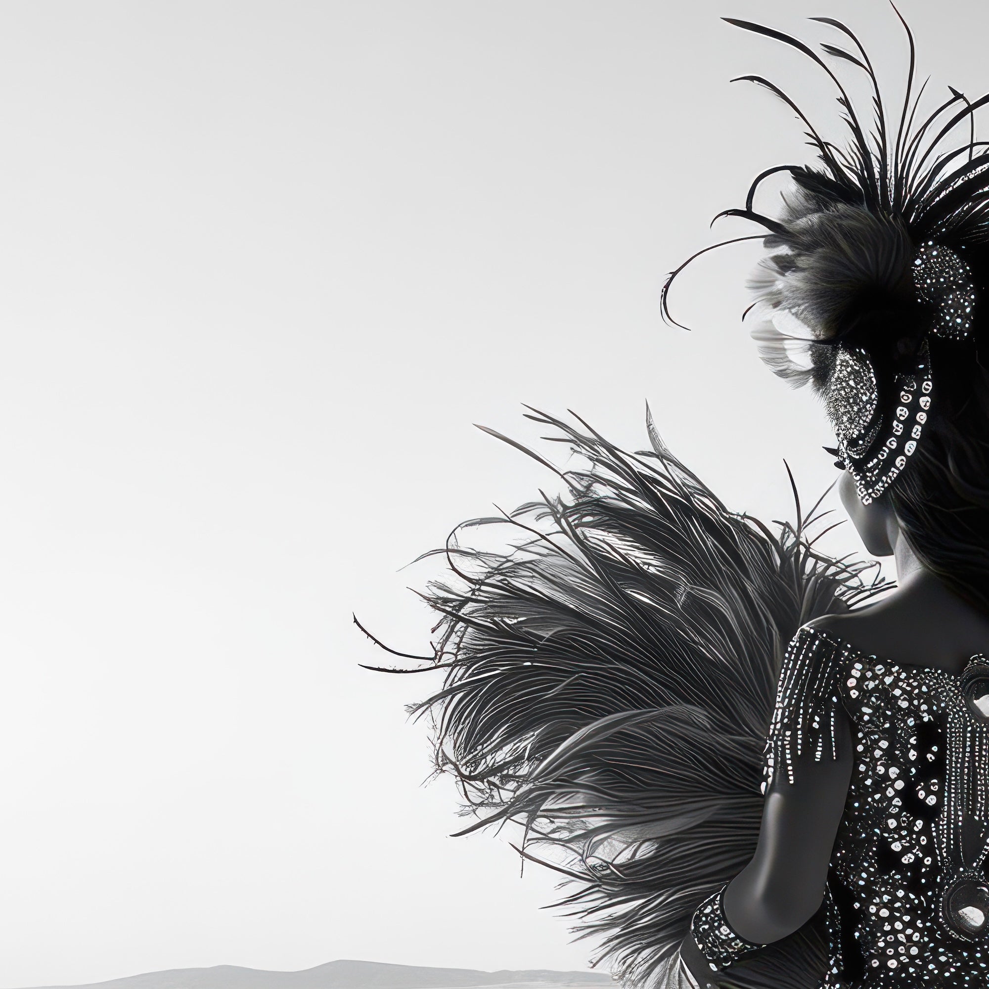 Las Vegas Showgirl: Black & White Desert Photo Style Art Print