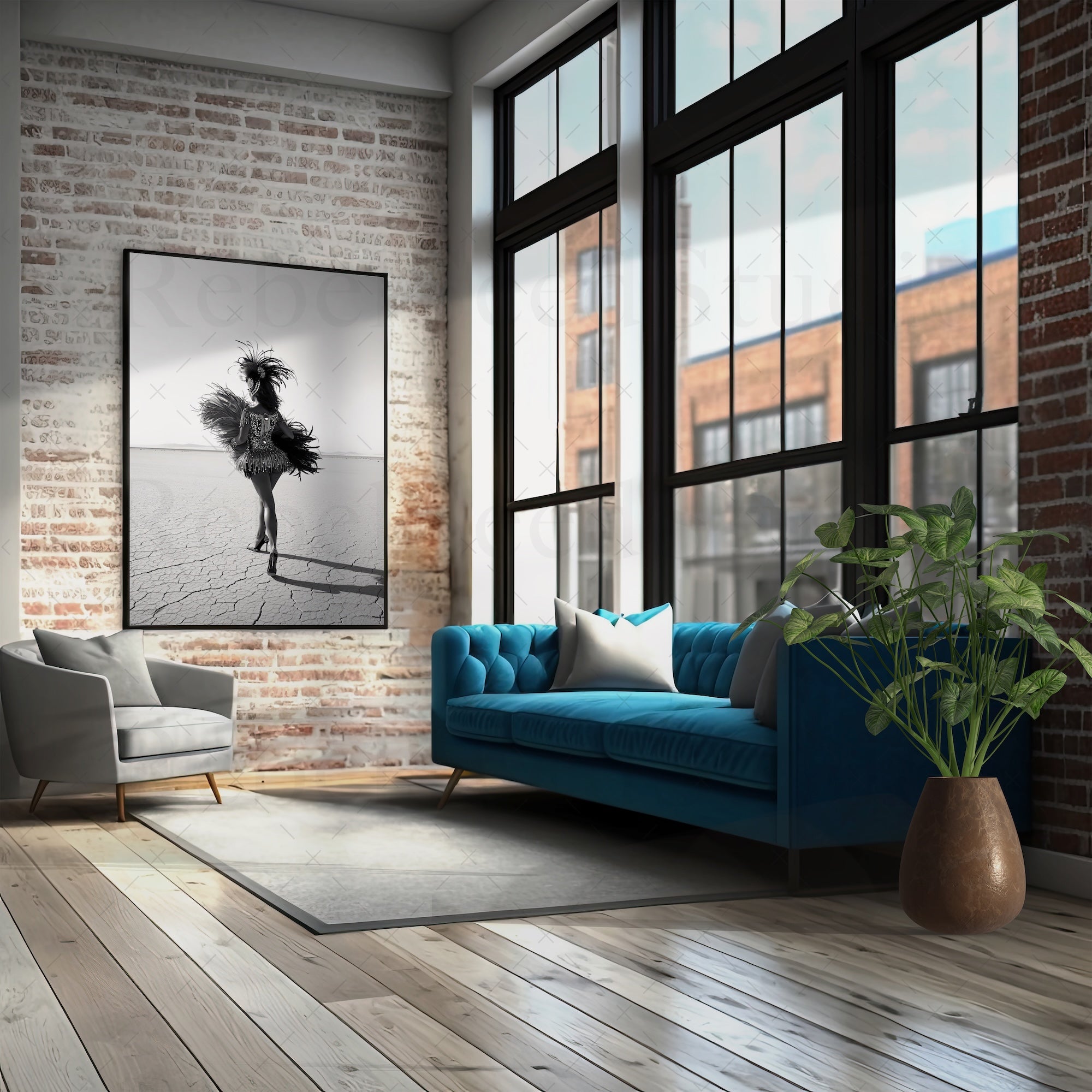 Las Vegas Showgirl: Black & White Desert Photo Style Art Print