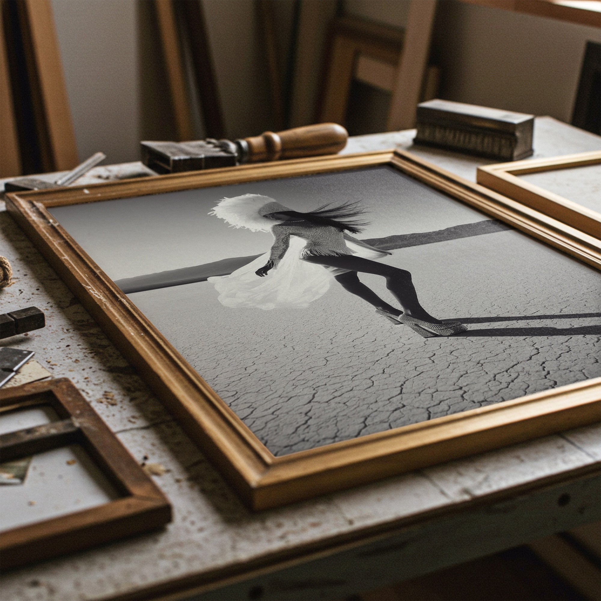 Las Vegas Showgirl: Black & White Disco Inspired Desert Art Print