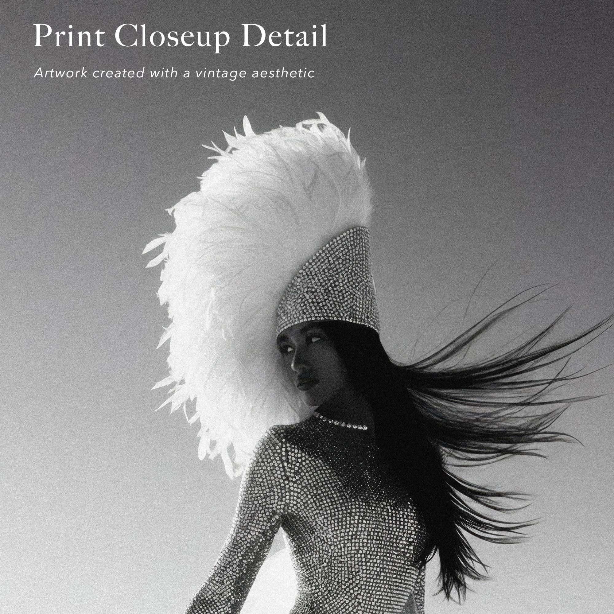 Las Vegas Showgirl: Black & White Disco Inspired Desert Art Print