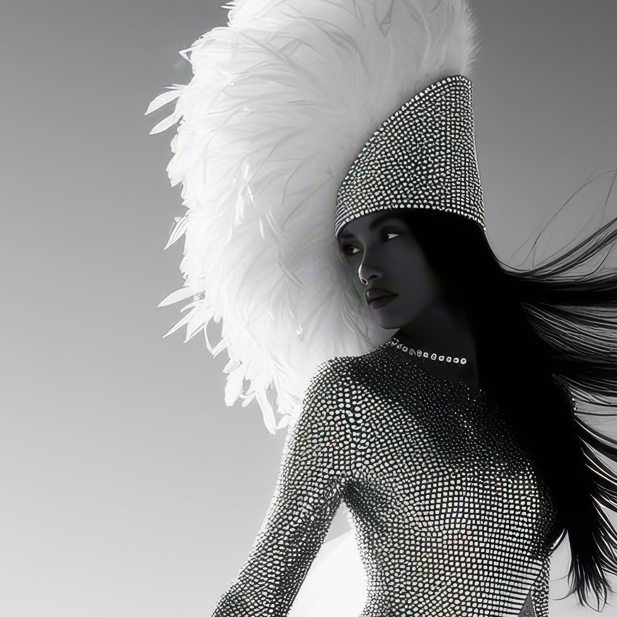 Las Vegas Showgirl: Black & White Disco Inspired Desert Photograph (Art Print)