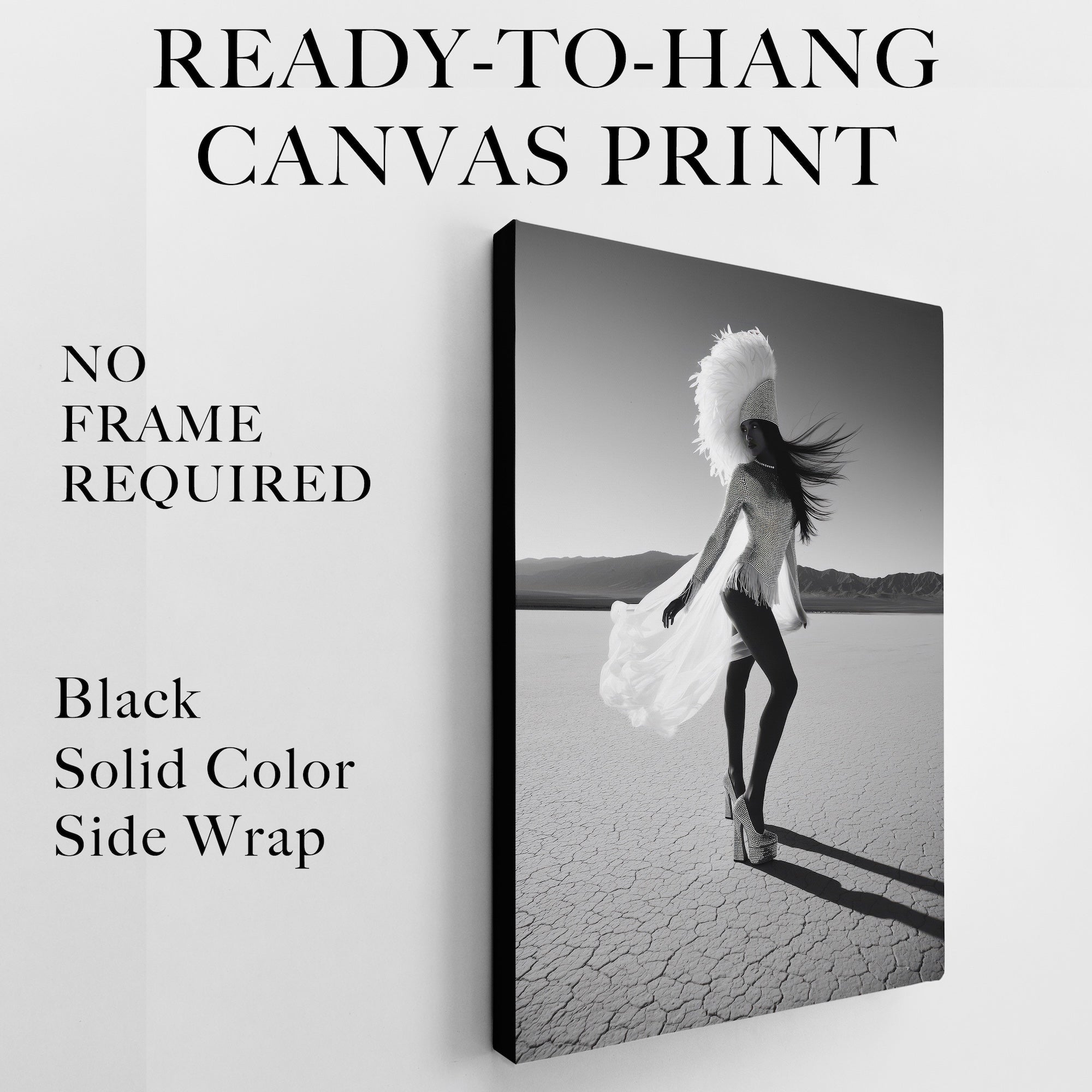 Las Vegas Showgirl: Black & White Disco Inspired Desert Photograph (Art Print)