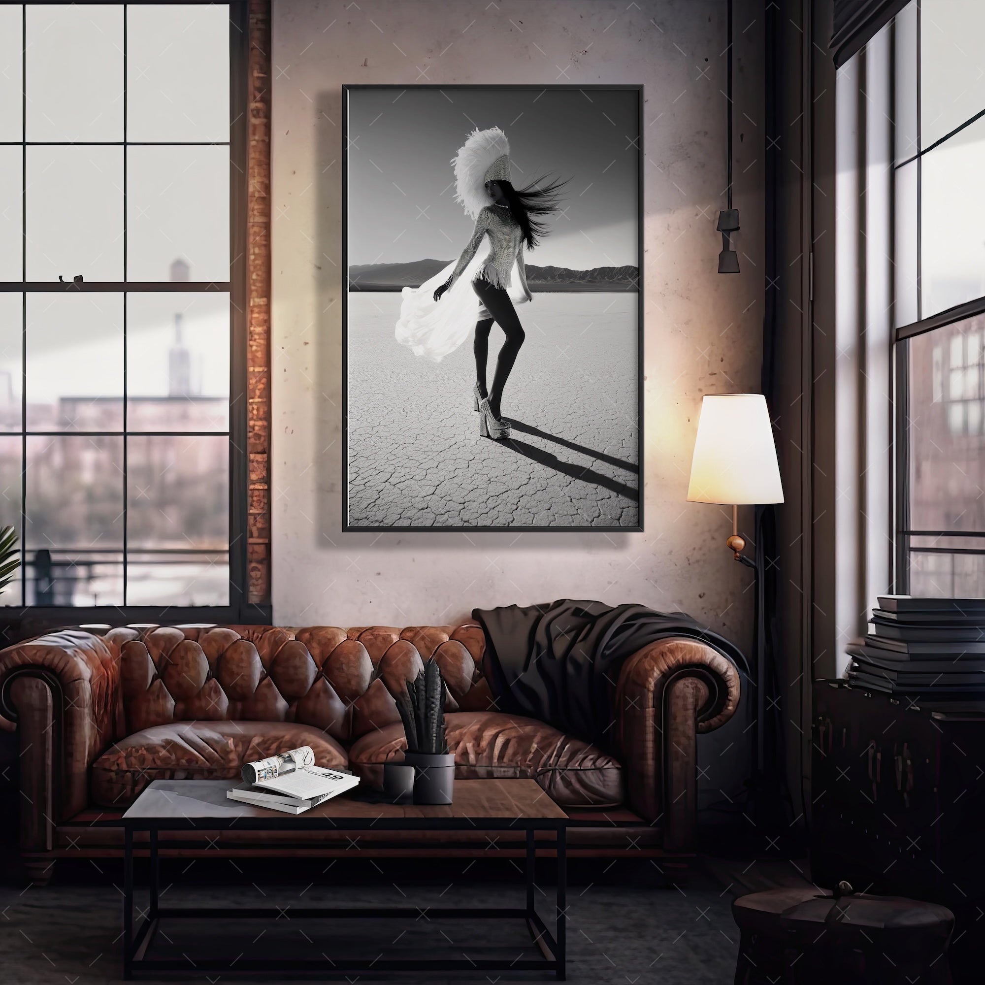 Las Vegas Showgirl: Black & White Disco Inspired Desert Art Print