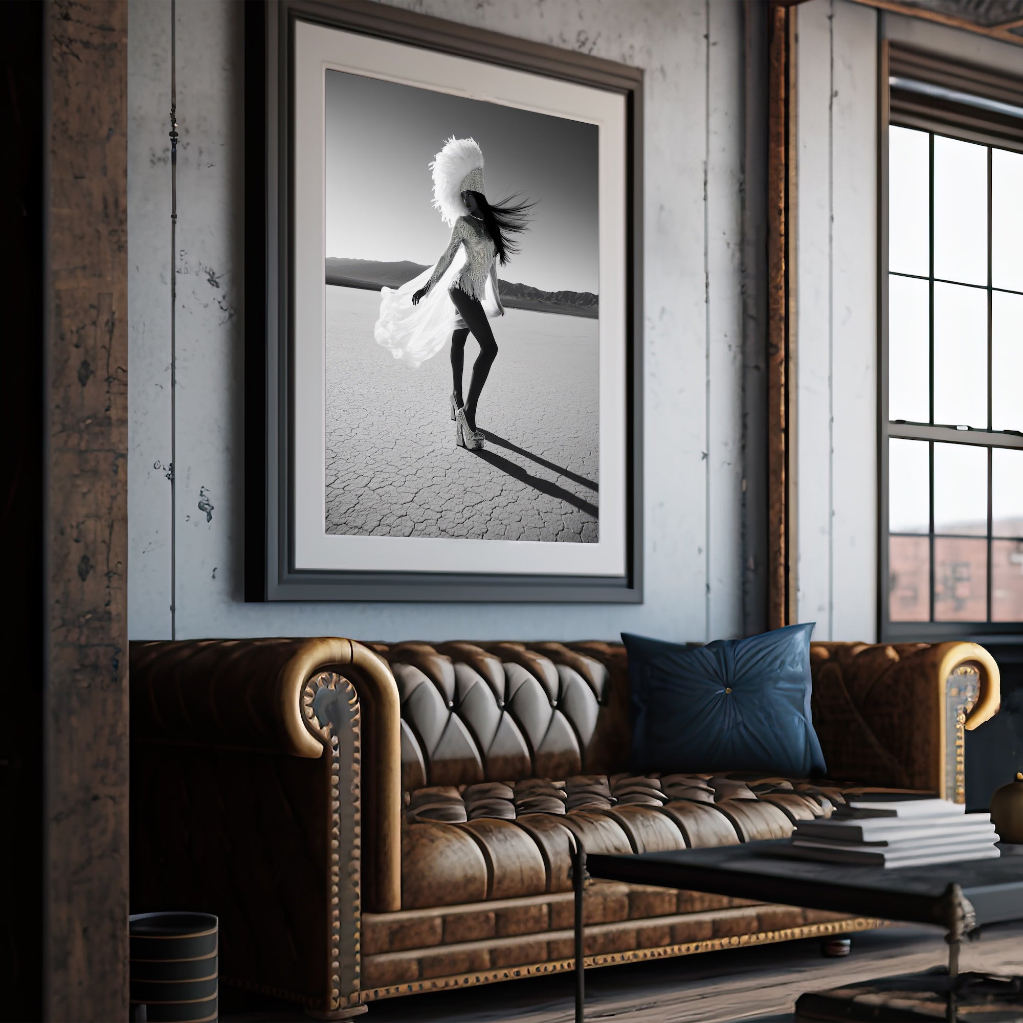 Las Vegas Showgirl: Black & White Disco Inspired Desert Photograph (Art Print)