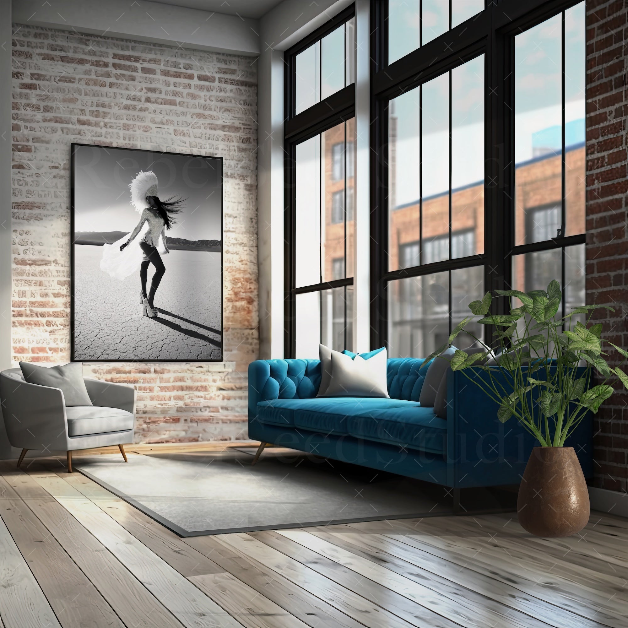 Las Vegas Showgirl: Black & White Disco Inspired Desert Photograph (Art Print)