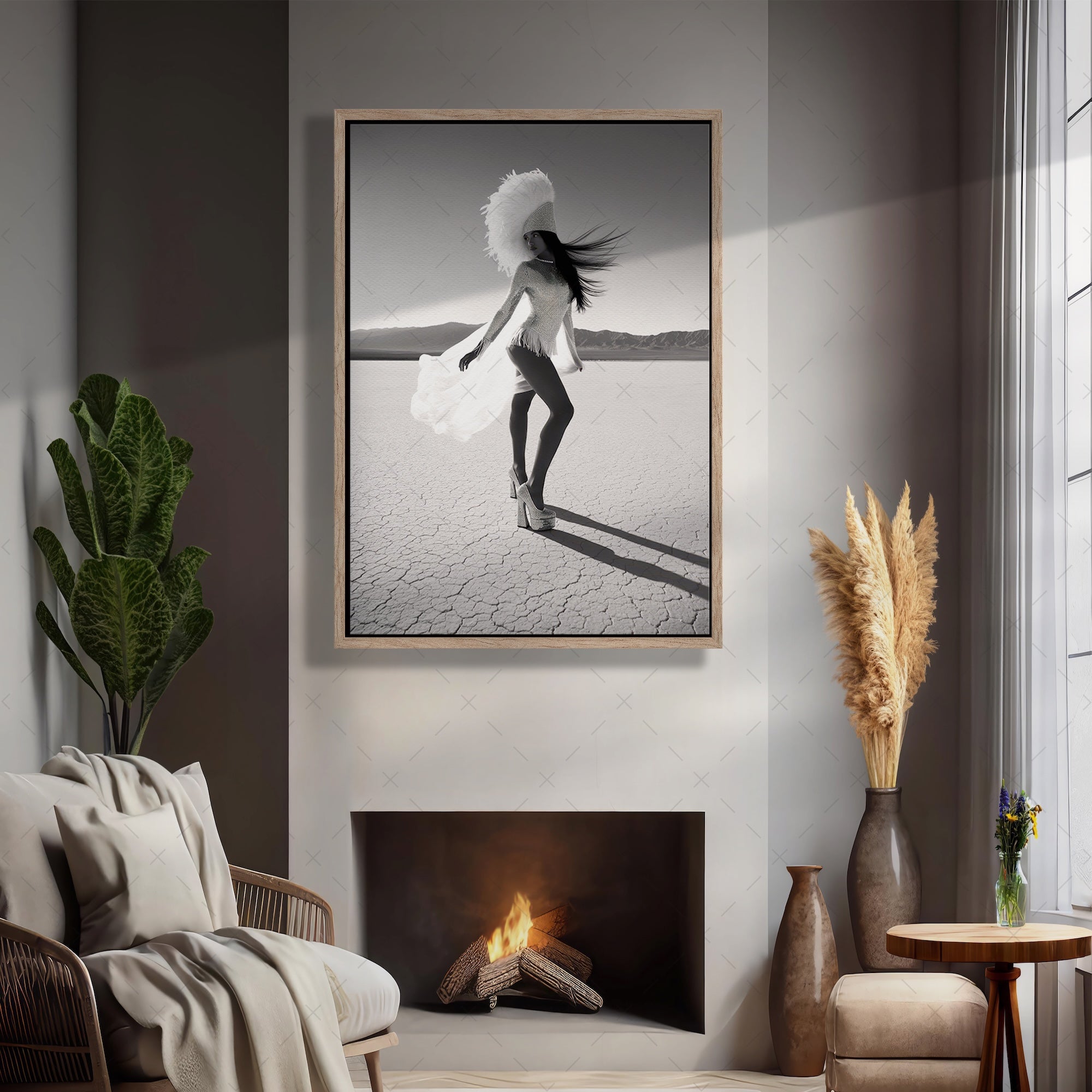 Las Vegas Showgirl: Black & White Disco Inspired Desert Photograph (Art Print)