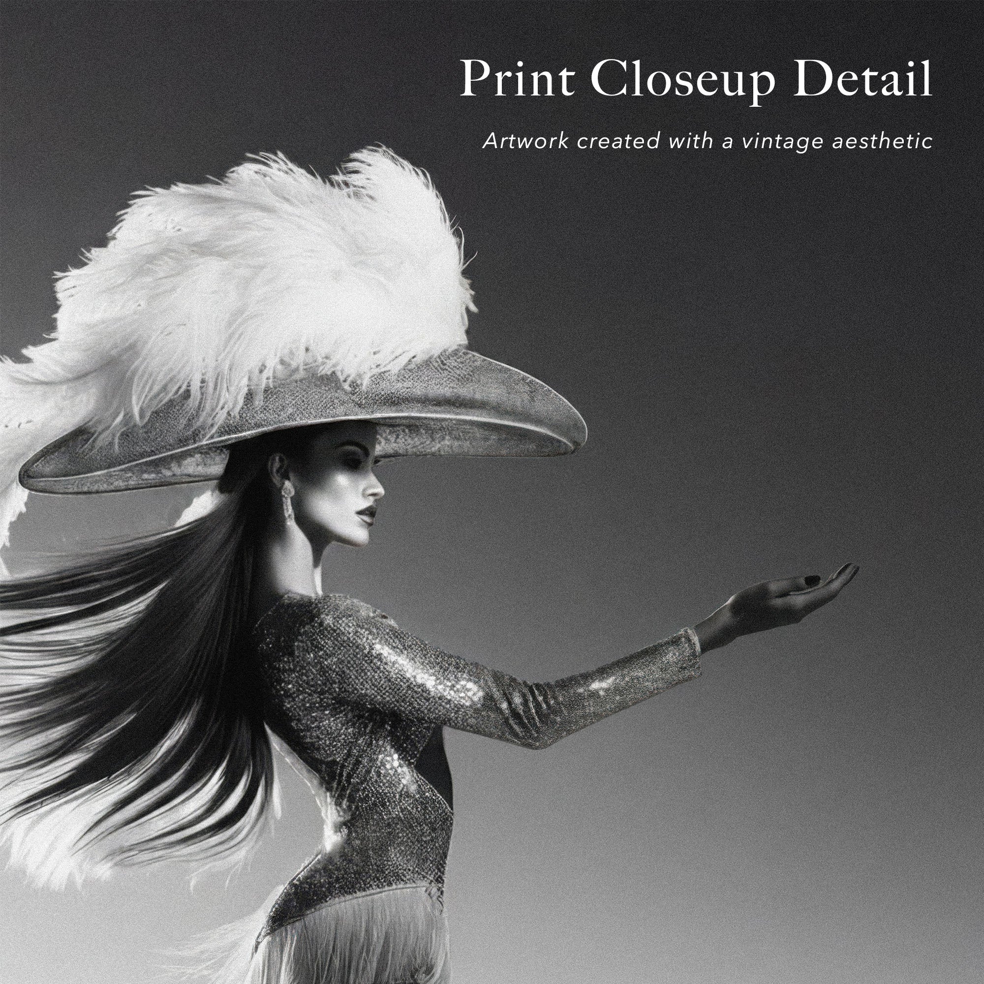 Las Vegas Showgirl: Elegant Black & White Desert Art Print