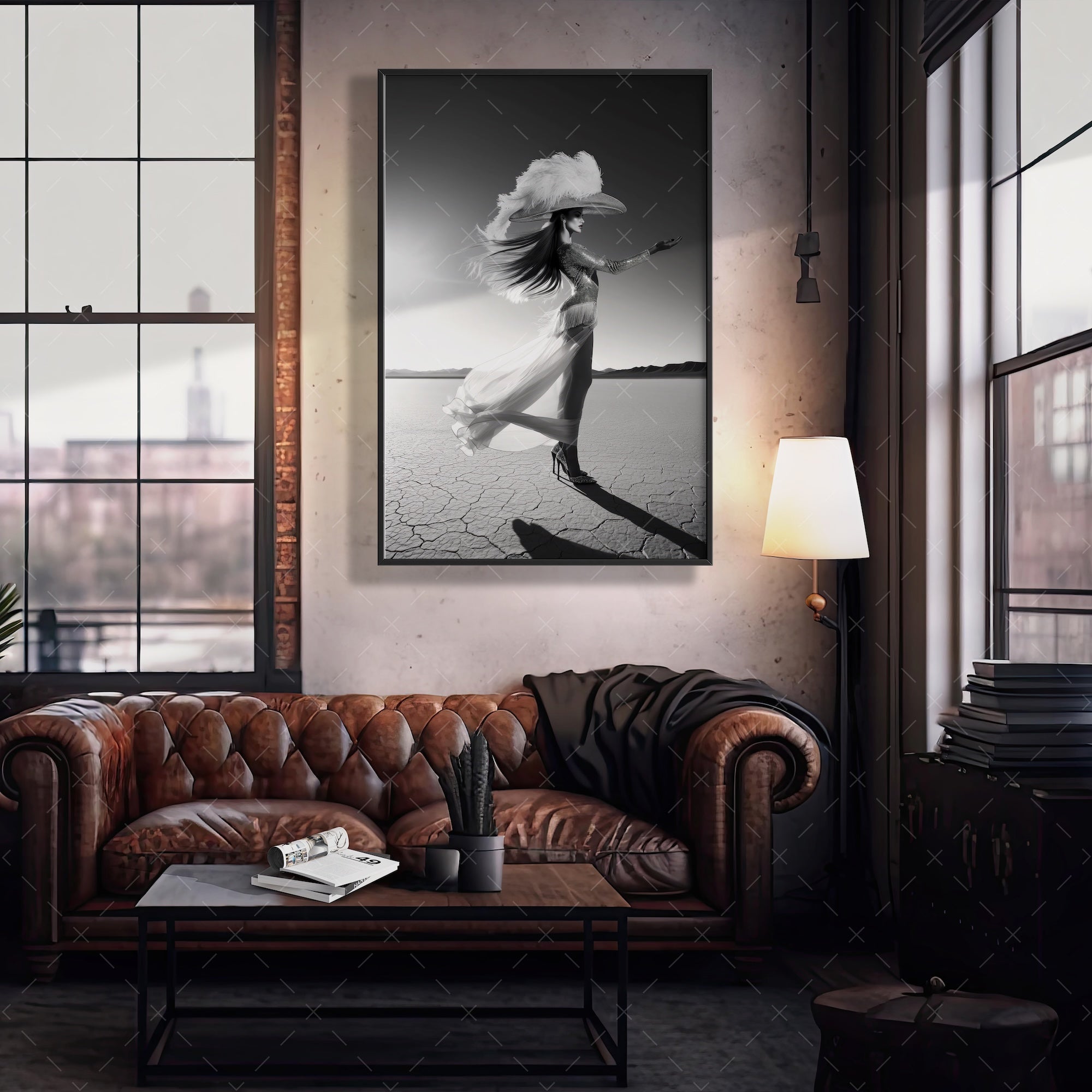 Las Vegas Showgirl: Elegant Black & White Desert Photograph (Art Print)