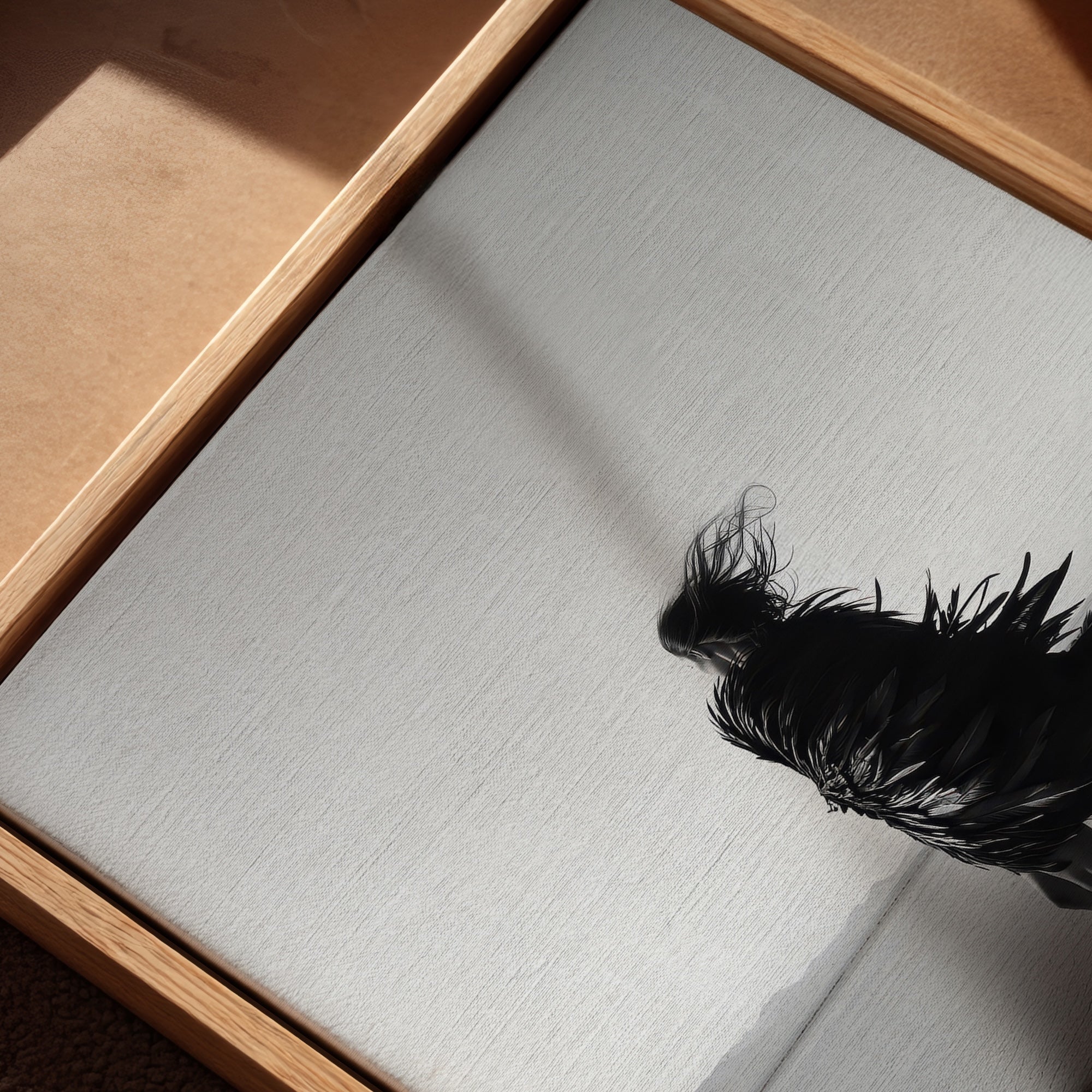 Las Vegas Showgirl: Feather Costume - Black & White Desert Photograph (Art Print)