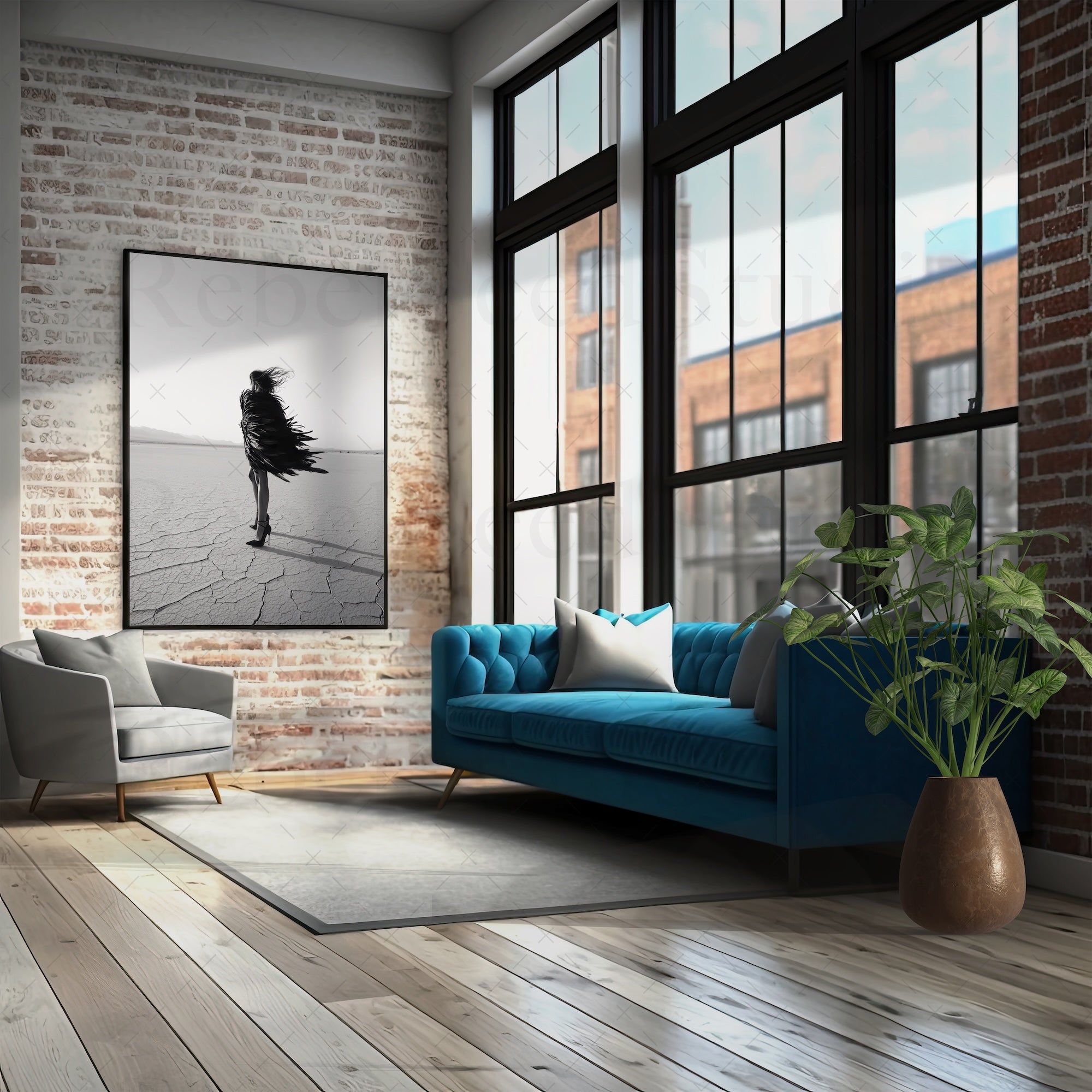 Las Vegas Showgirl: Feather Costume - Black & White Desert Photograph (Art Print)