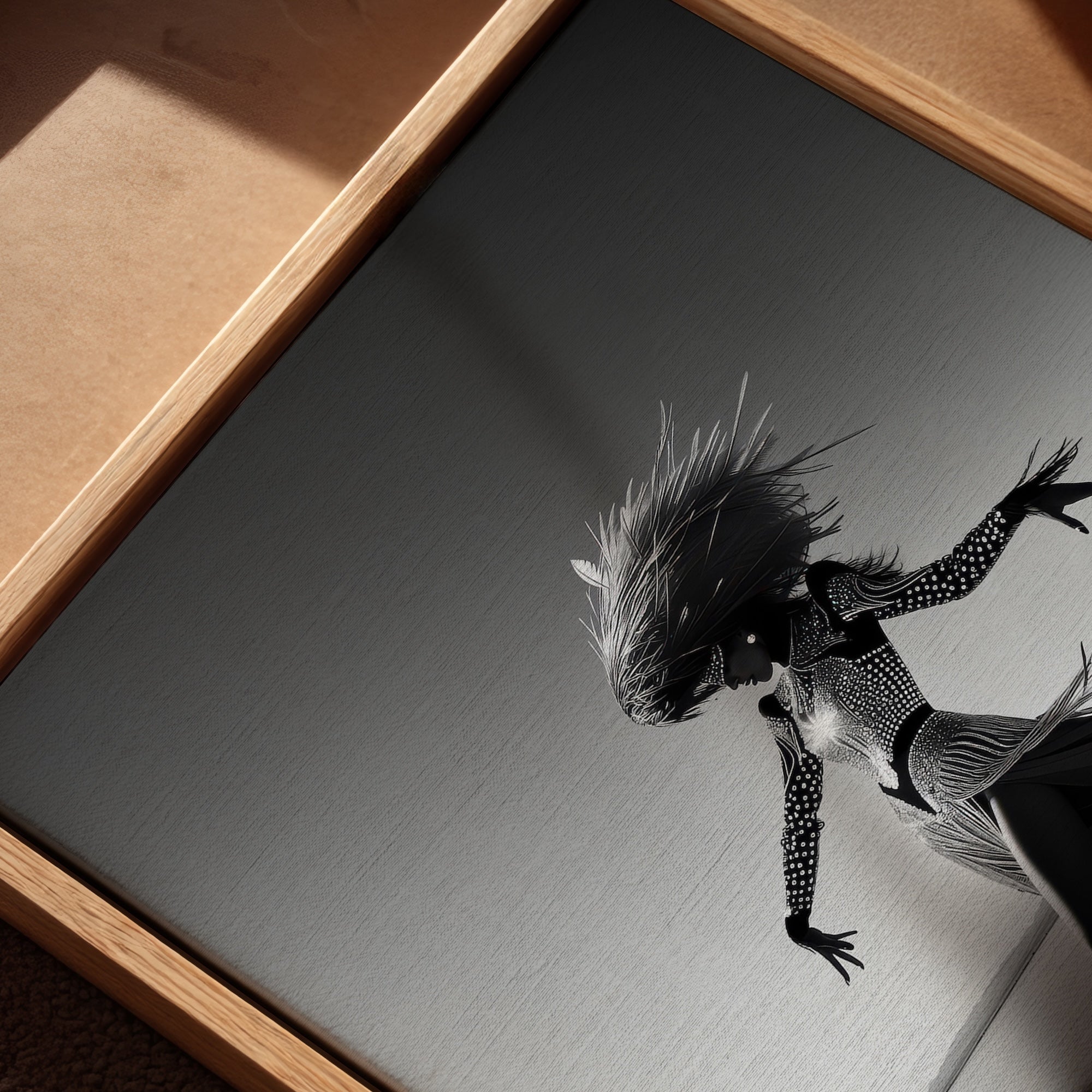 Las Vegas Showgirl: Glamorous Black & White Desert Photograph (Art Print)