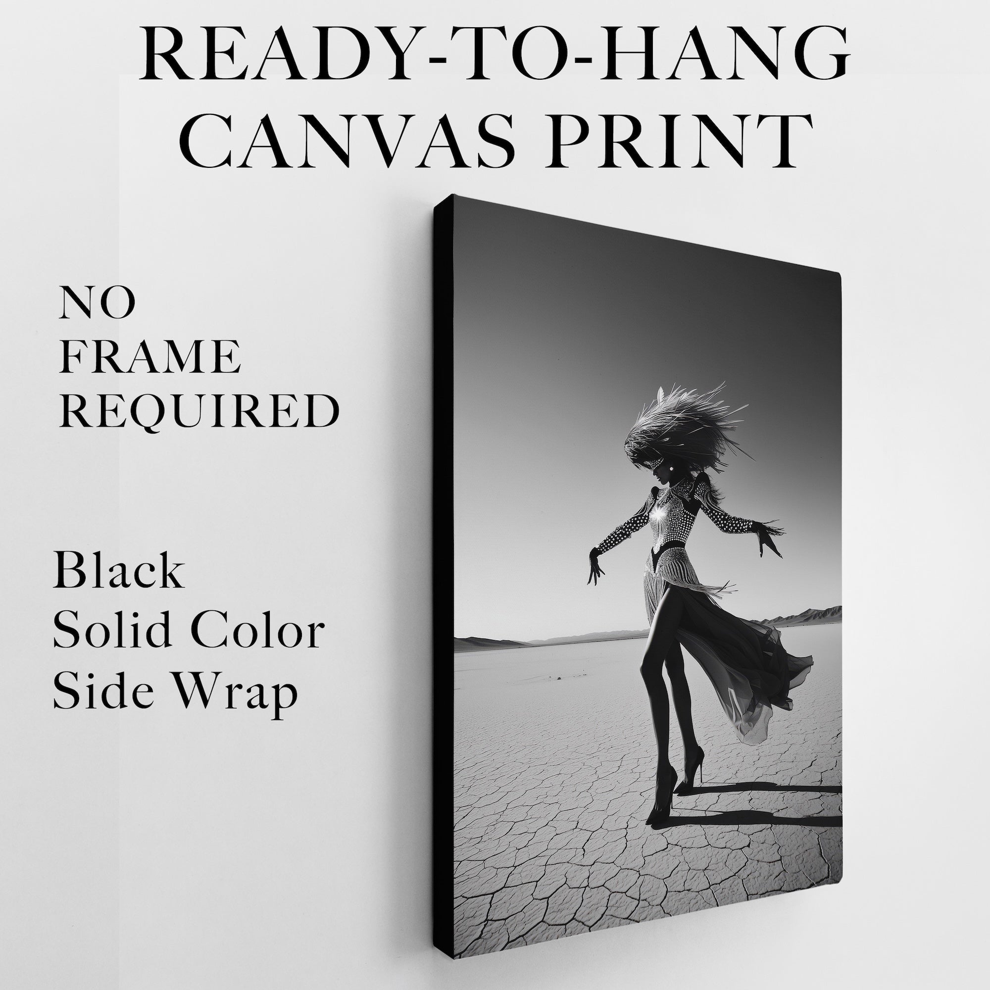 Las Vegas Showgirl: Glamorous Black & White Desert Photograph (Art Print)