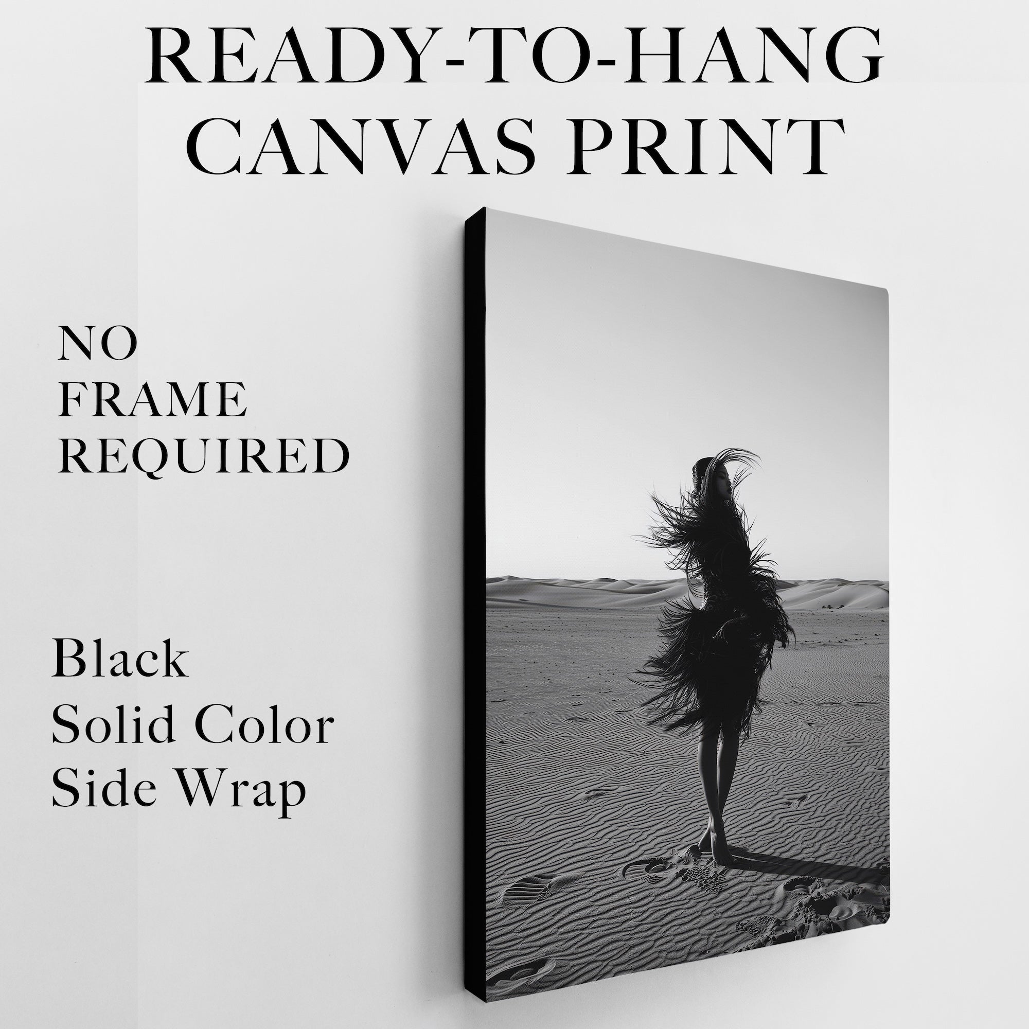 Las Vegas Showgirl: Black & White Desert Sand Photograph (Art Print)