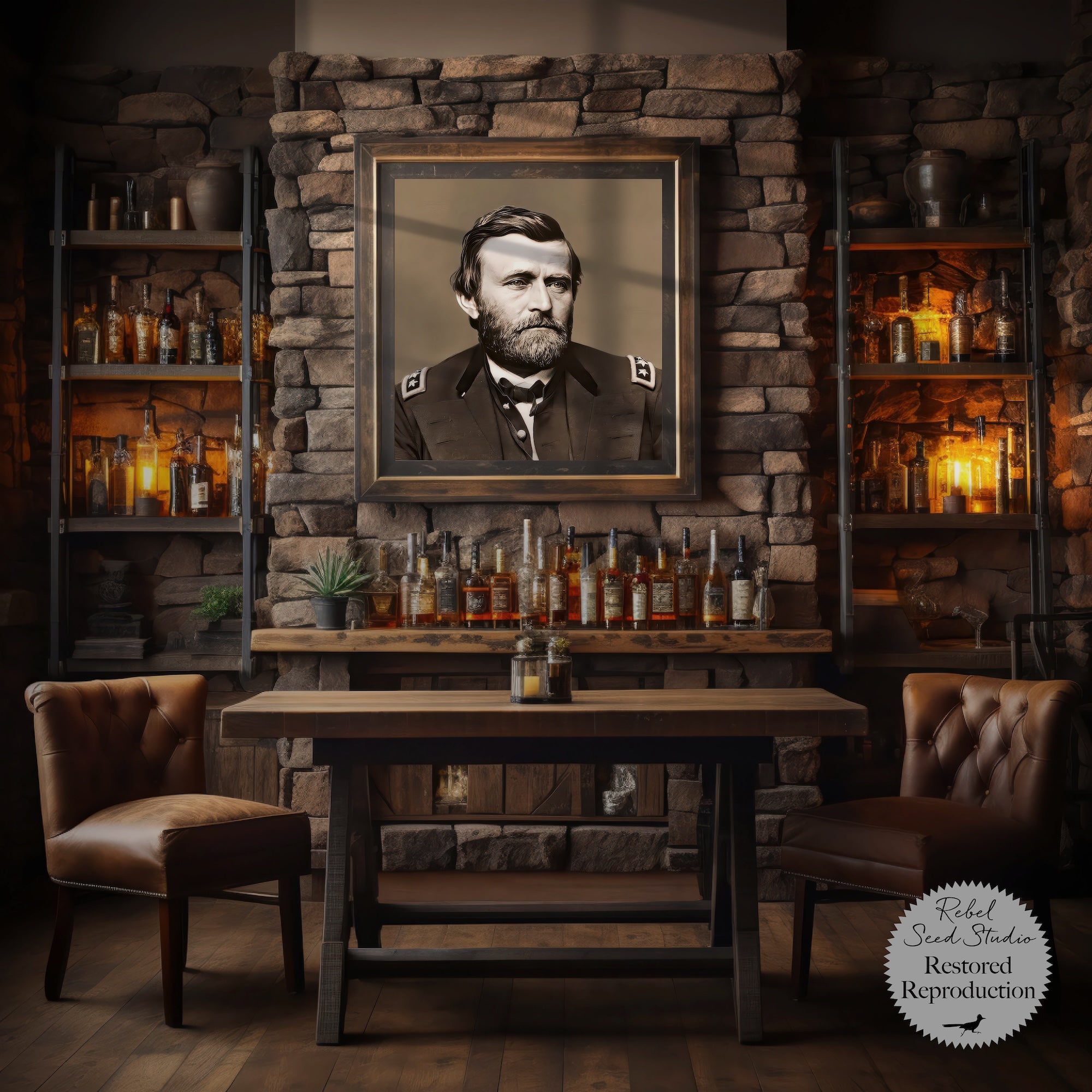 General Ulysses S. Grant Portrait: Vintage Sepia Tone Civil War Era Photograph (Ready-to-Hang Canvas or Ready-to-Frame Fine Art Poster Print)