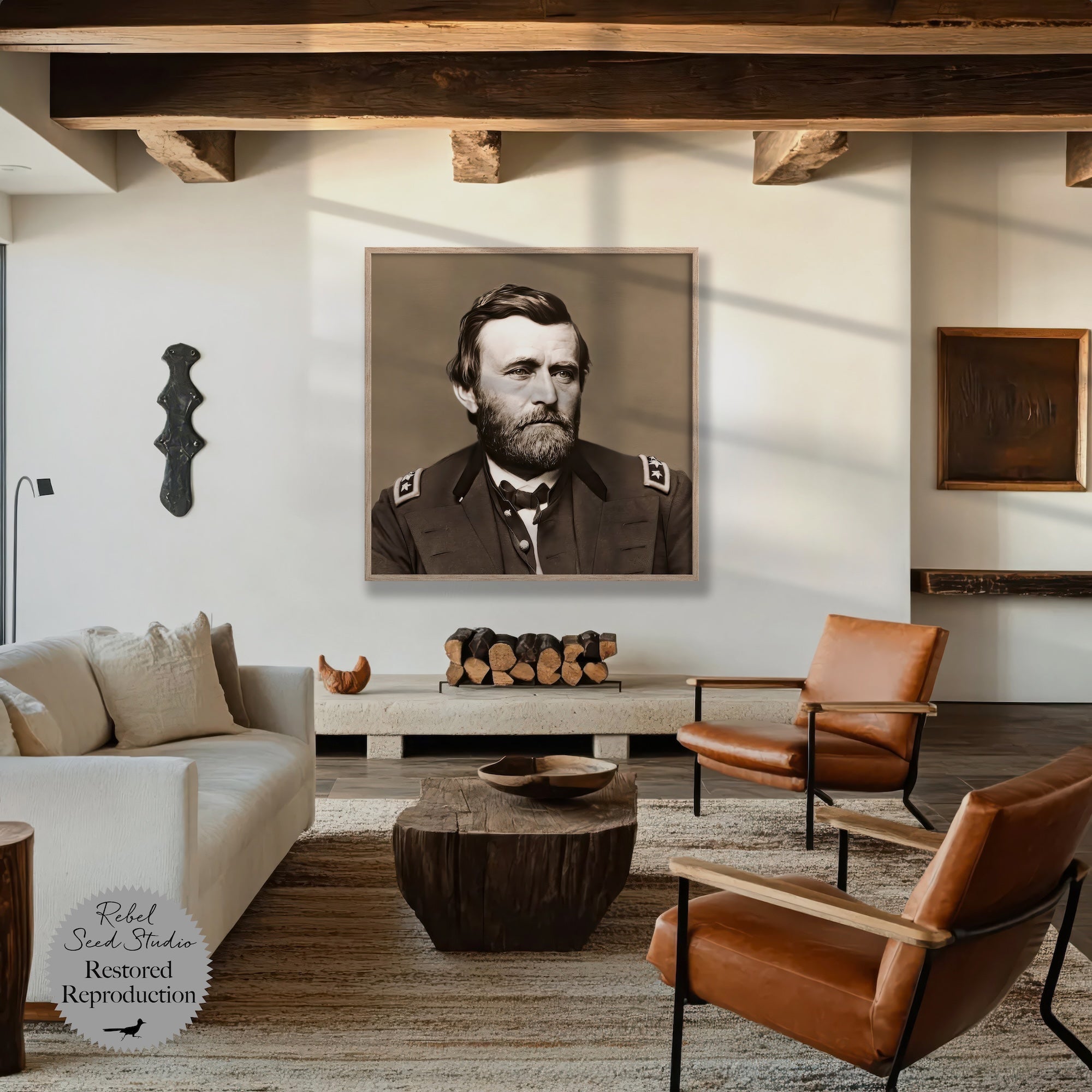 General Ulysses S. Grant Portrait: Vintage Sepia Tone Civil War Era Photograph (Ready-to-Hang Canvas or Ready-to-Frame Fine Art Poster Print)