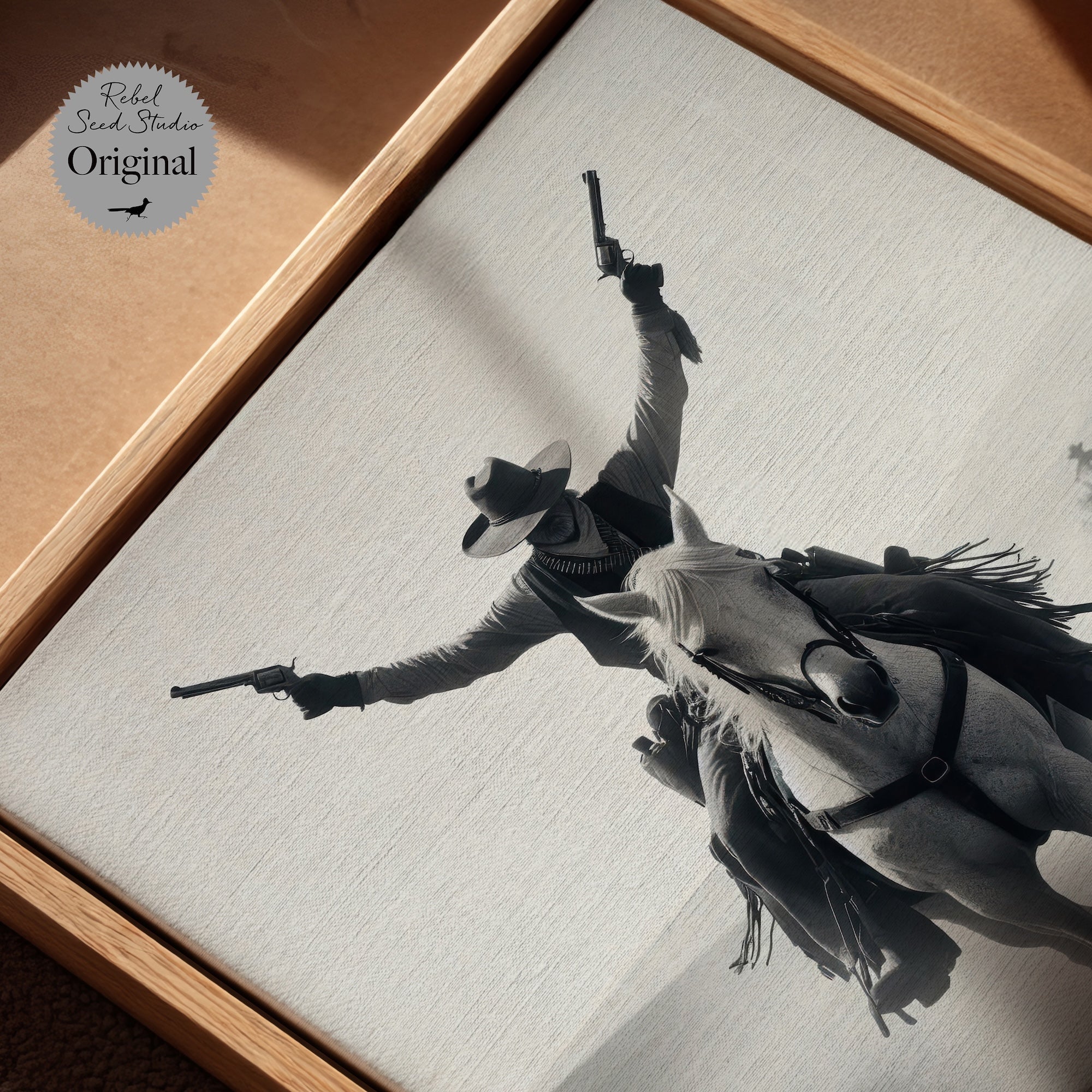 Gunslinger: Vintage Stye Old West Outlaw Black & White Photo Art Print