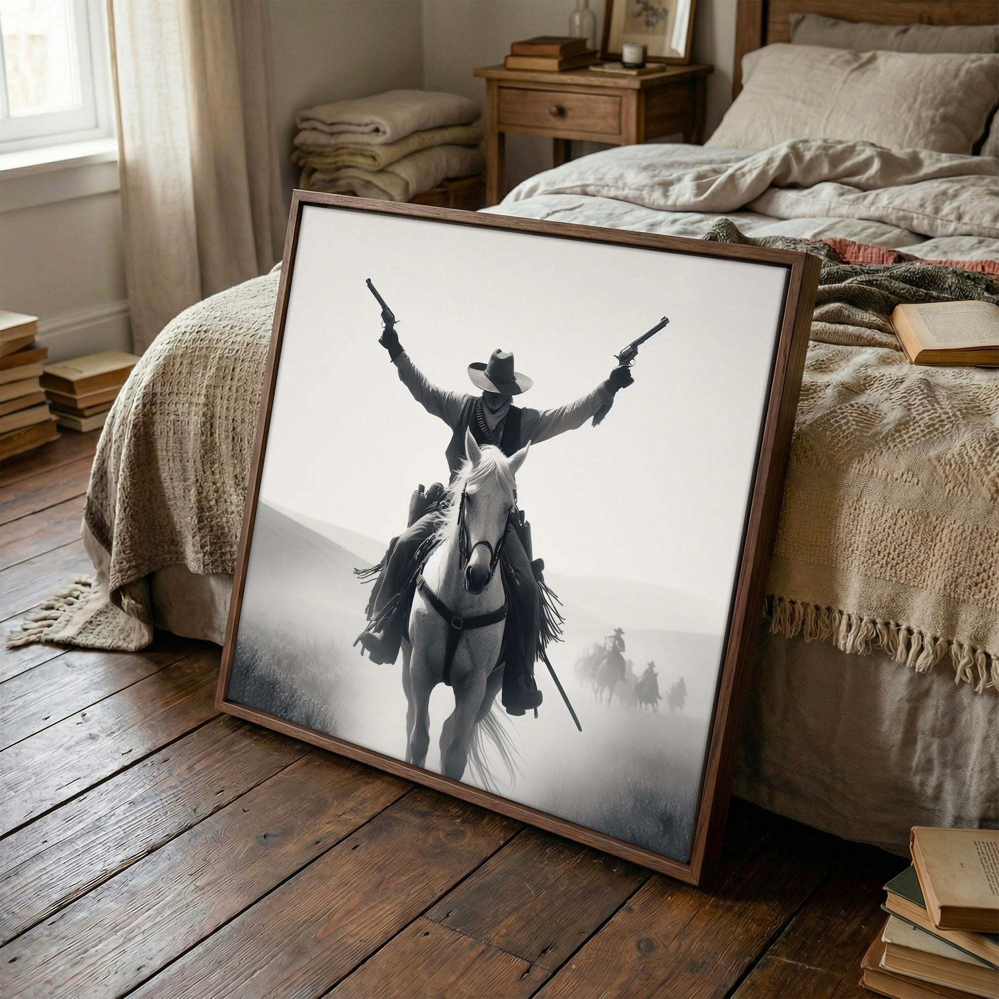 Gunslinger: Vintage Stye Old West Outlaw Black & White Photo Art Print