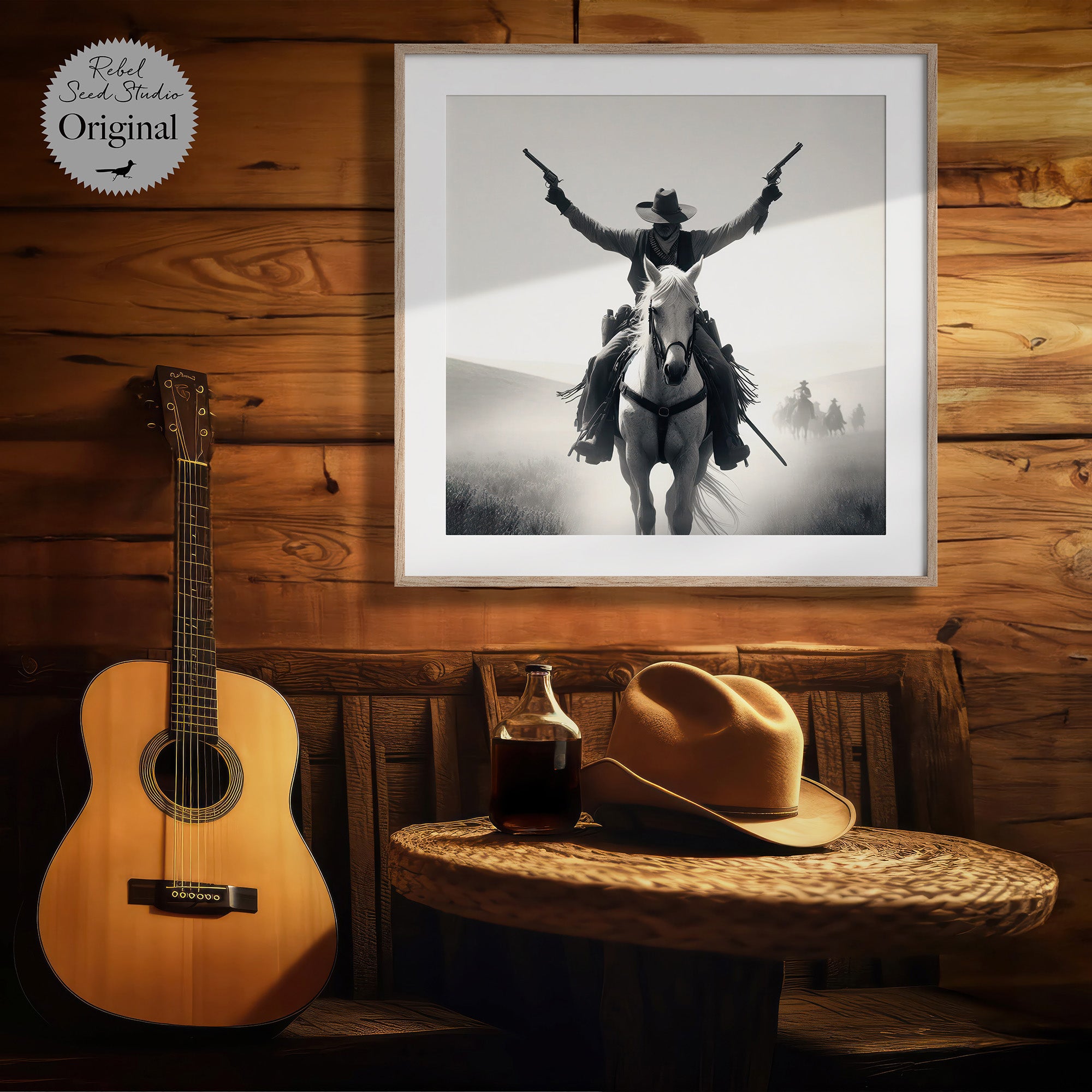 Gunslinger: Vintage Stye Old West Outlaw Black & White Photograph (Art Print)