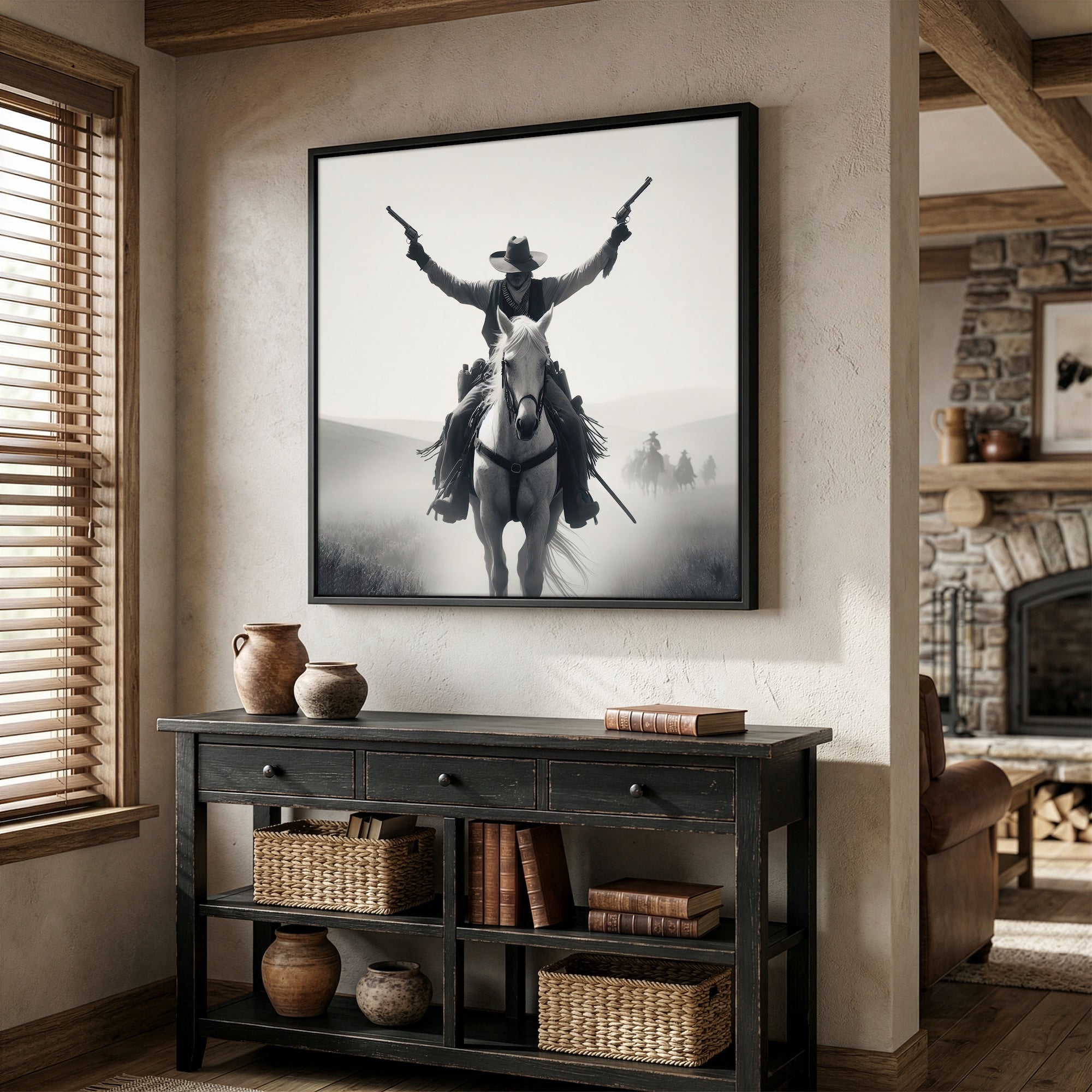 Gunslinger: Vintage Stye Old West Outlaw Black & White Photo Art Print