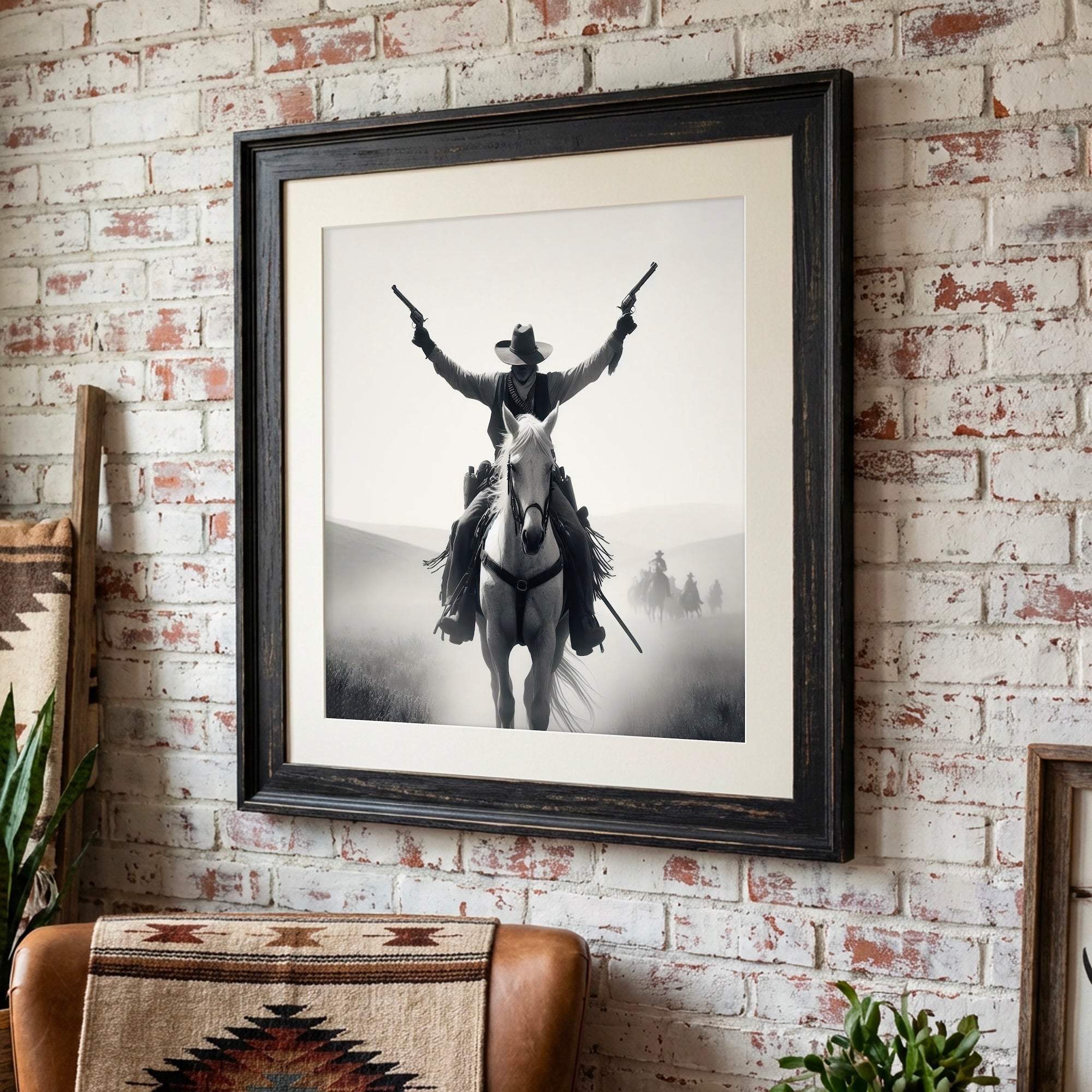Gunslinger: Vintage Stye Old West Outlaw Black & White Photo Art Print