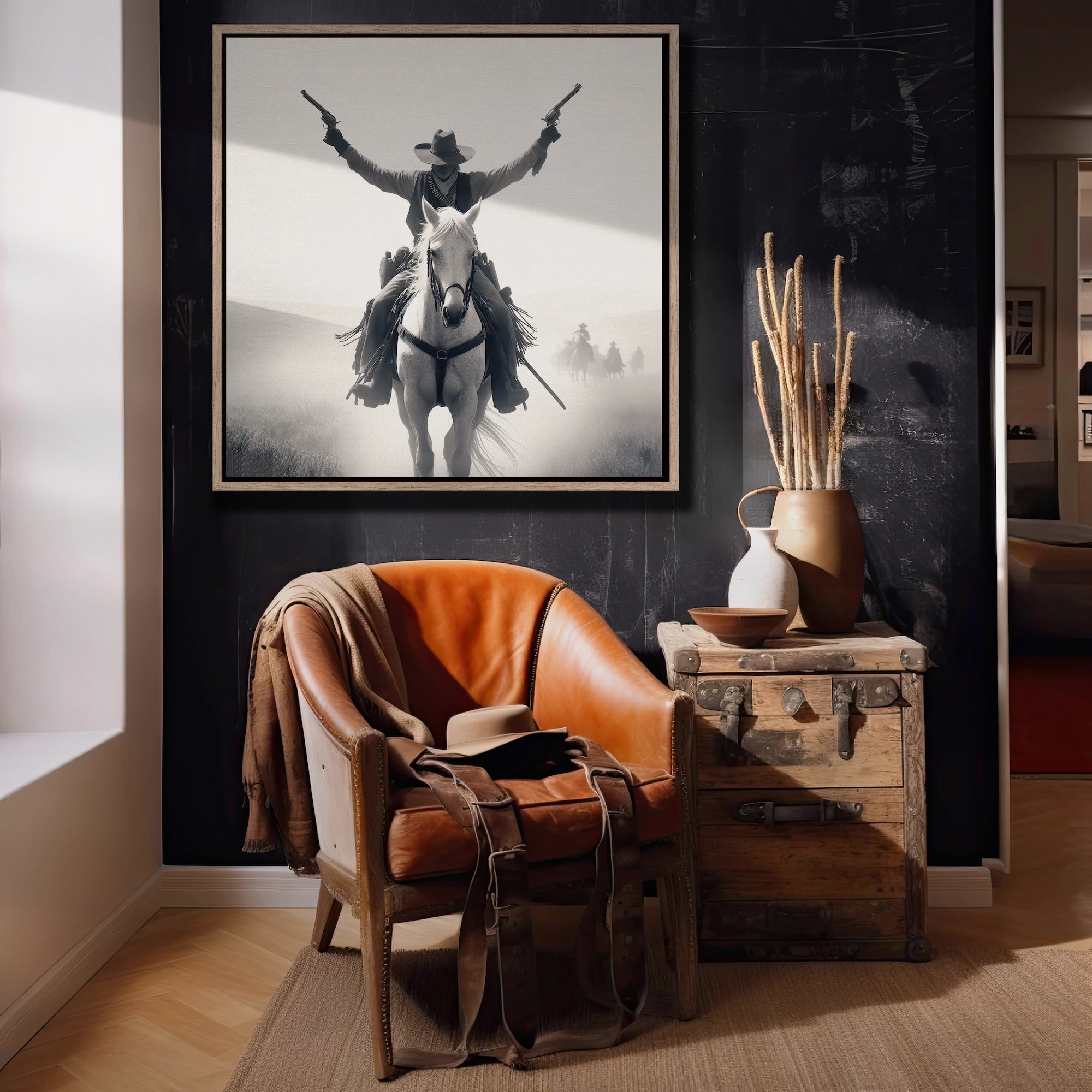 Gunslinger: Vintage Stye Old West Outlaw Black & White Photograph (Art Print)