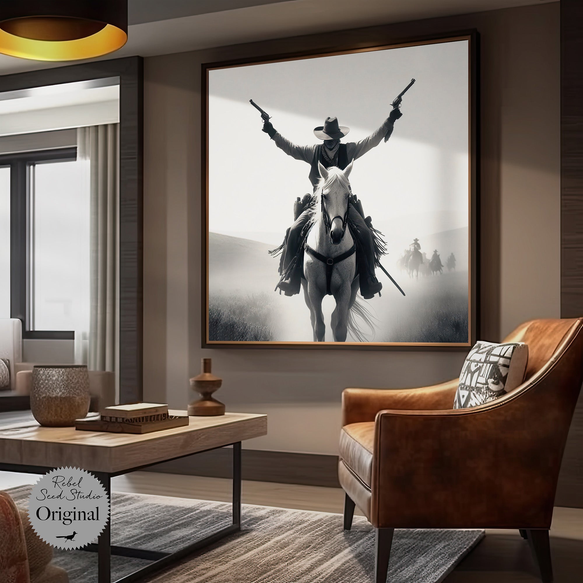 Gunslinger: Vintage Stye Old West Outlaw Black & White Photograph (Art Print)