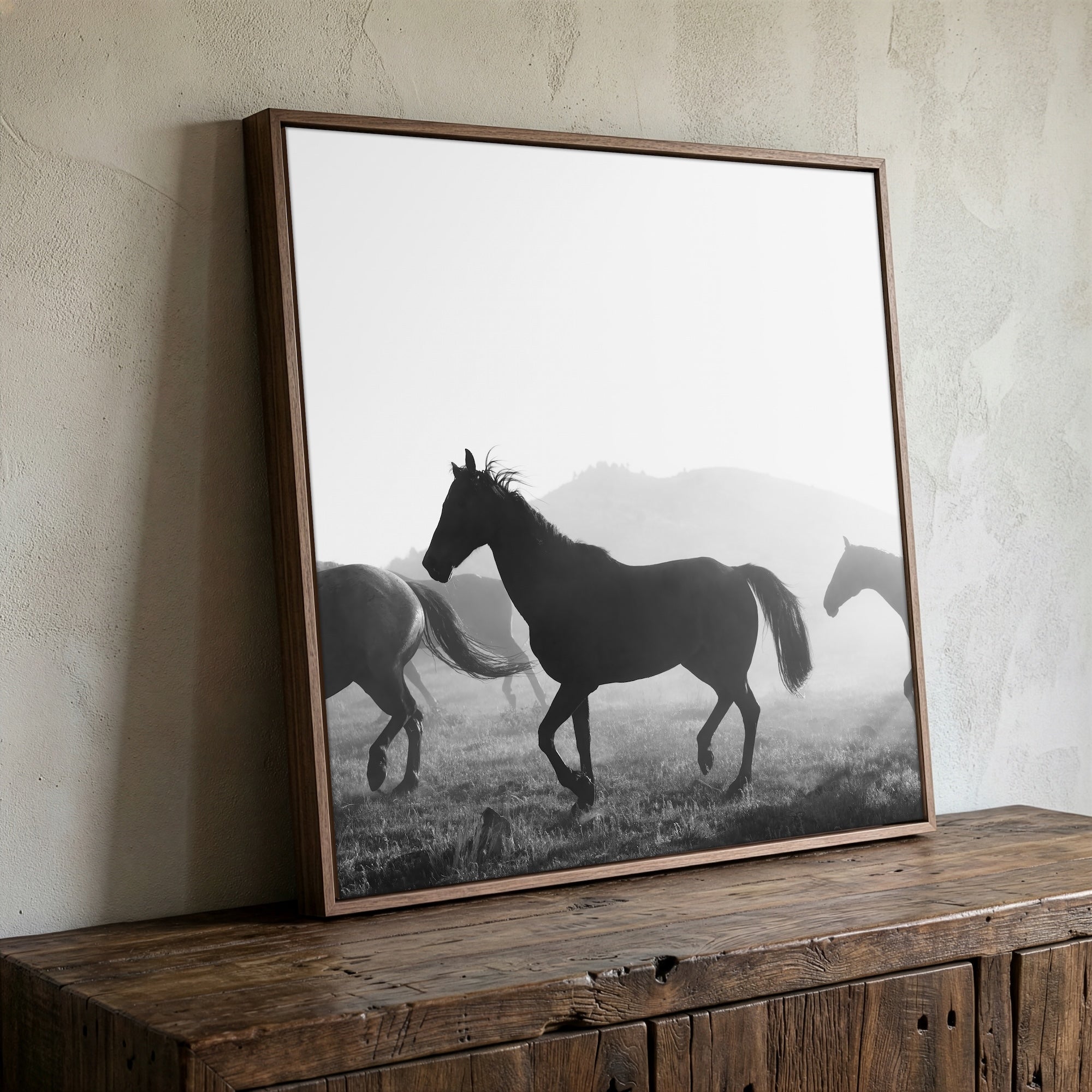 Horses: Western Black & White Photograph (Art Print)