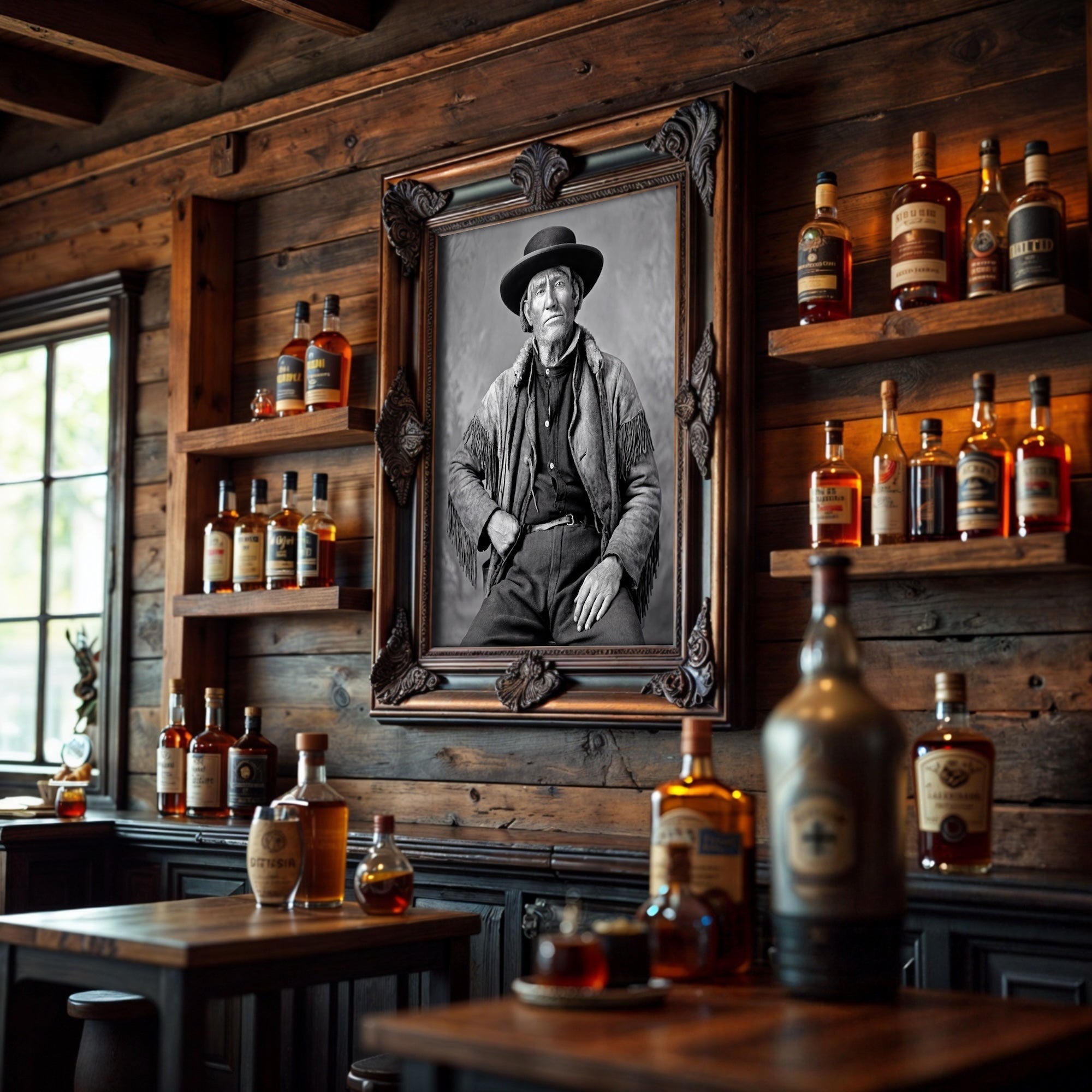 Frontiersman Jim Bridger: Recreated Vintage Old Black & White Photo Art Print