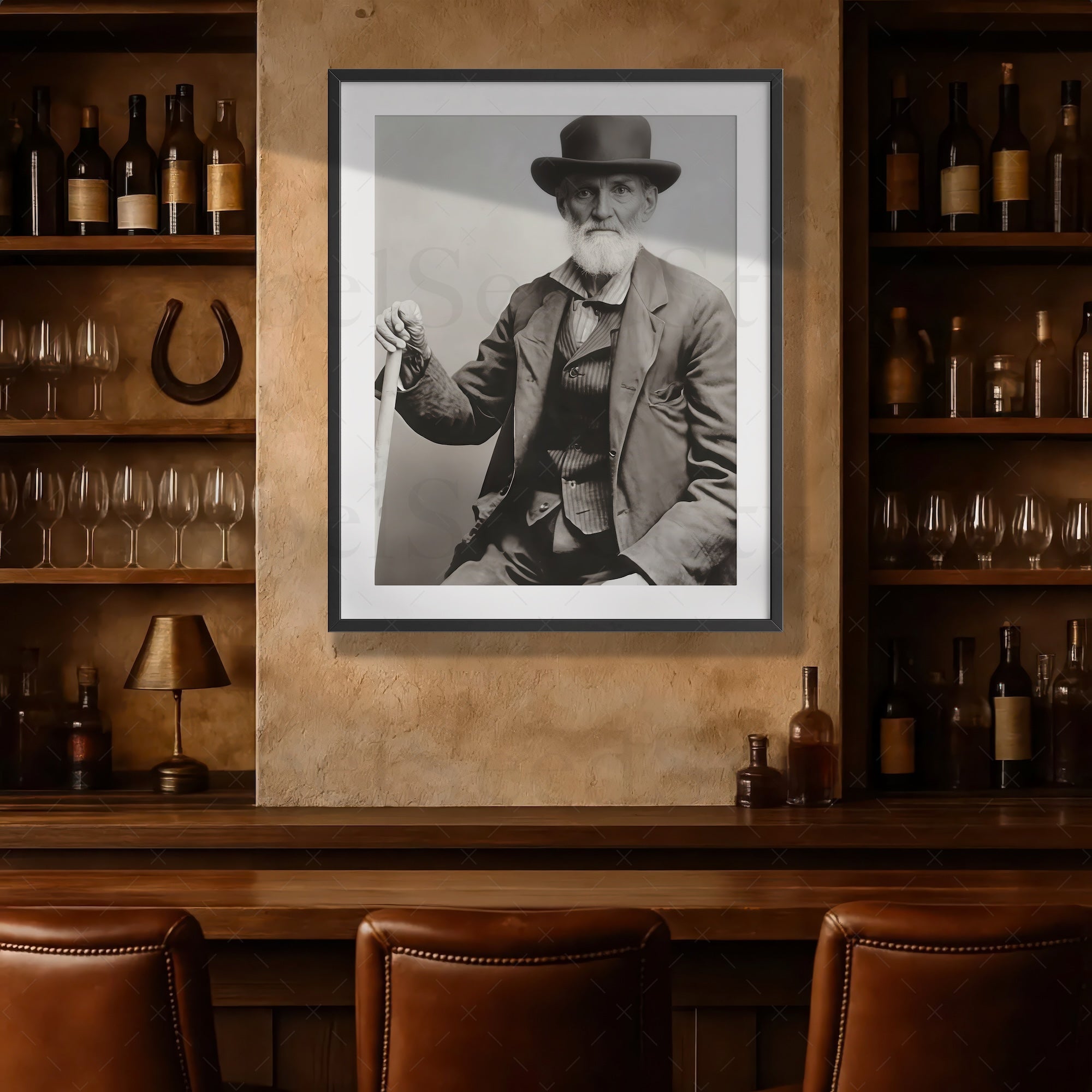 Frontiersman John David Albert: Vintage Old West Black & White Photograph (Art Print)