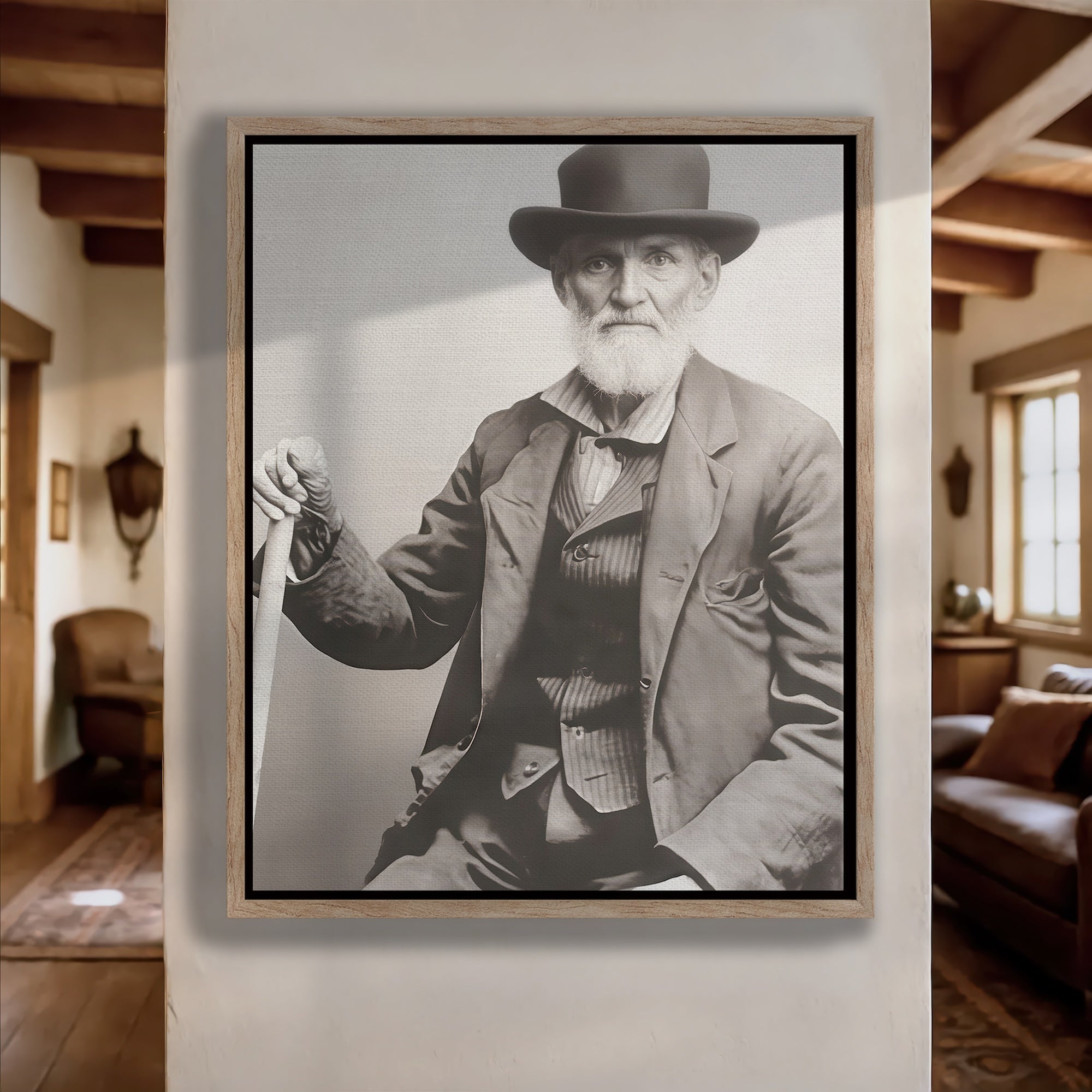 Frontiersman John David Albert: Vintage Old West Black & White Photograph (Art Print)