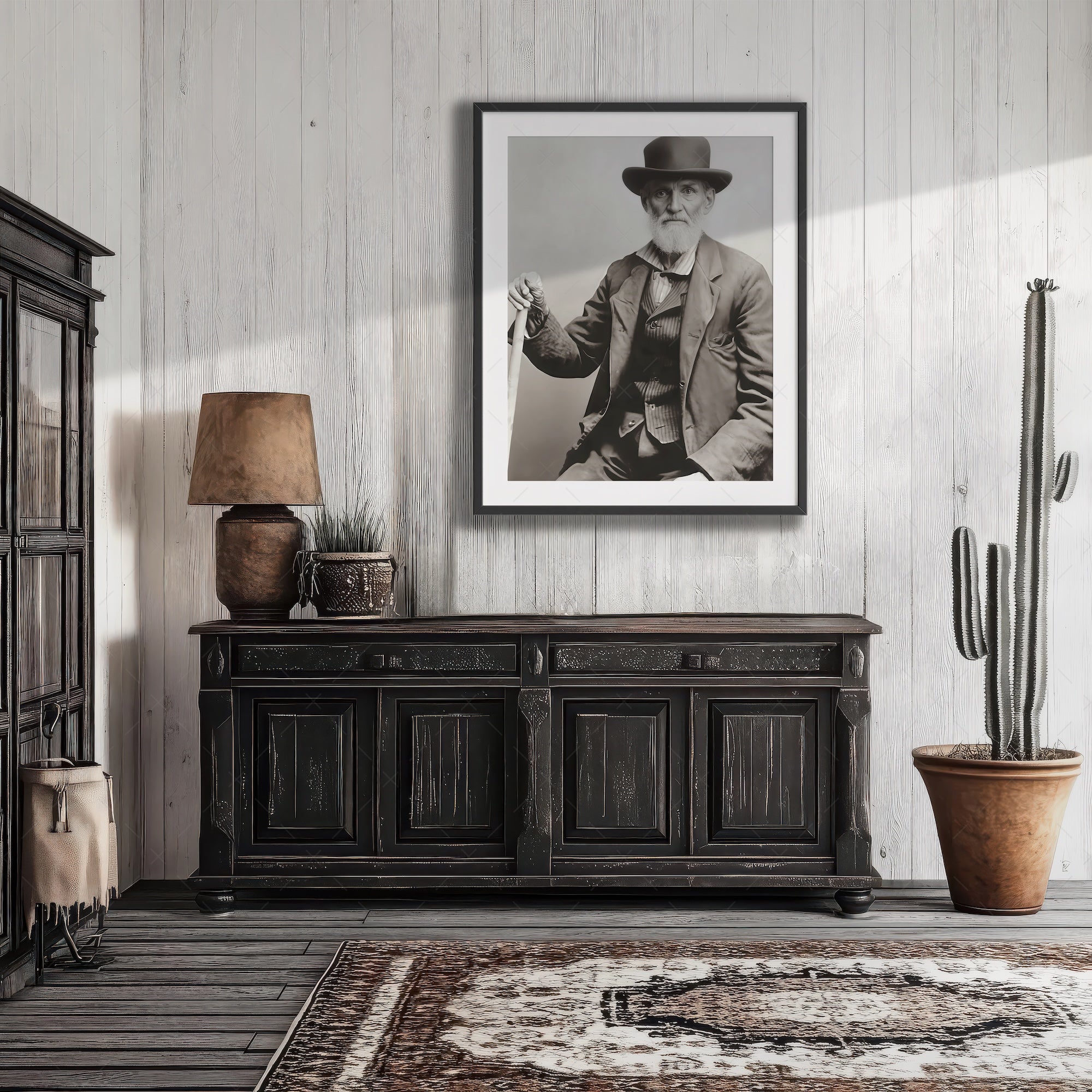 Frontiersman John David Albert: Vintage Old West Black & White Photograph (Art Print)