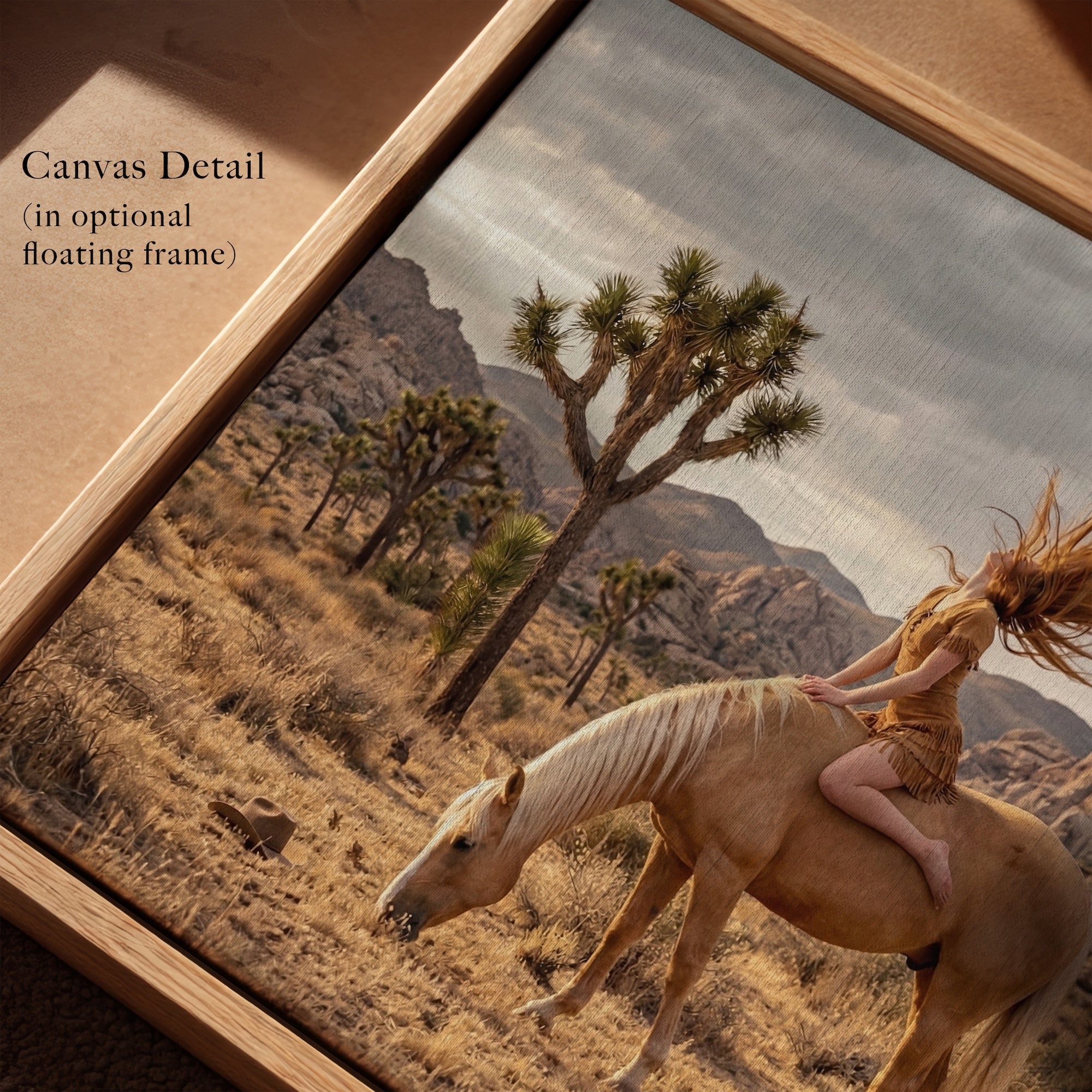 Joshua Tree Cowgirl: Western Woman on Horseback - California Desert Photo Art Print