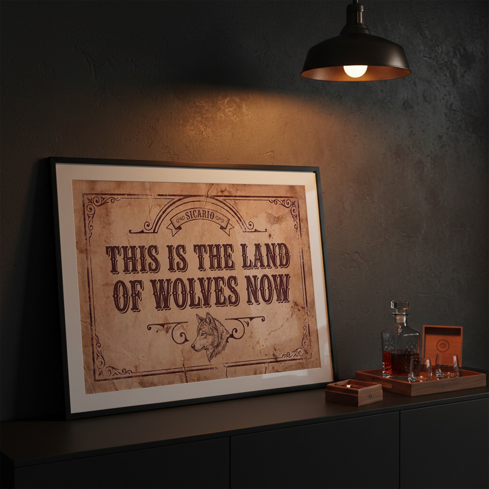 Land of Wolves: Sicario Movie Quote - Vintage Old West Art Print