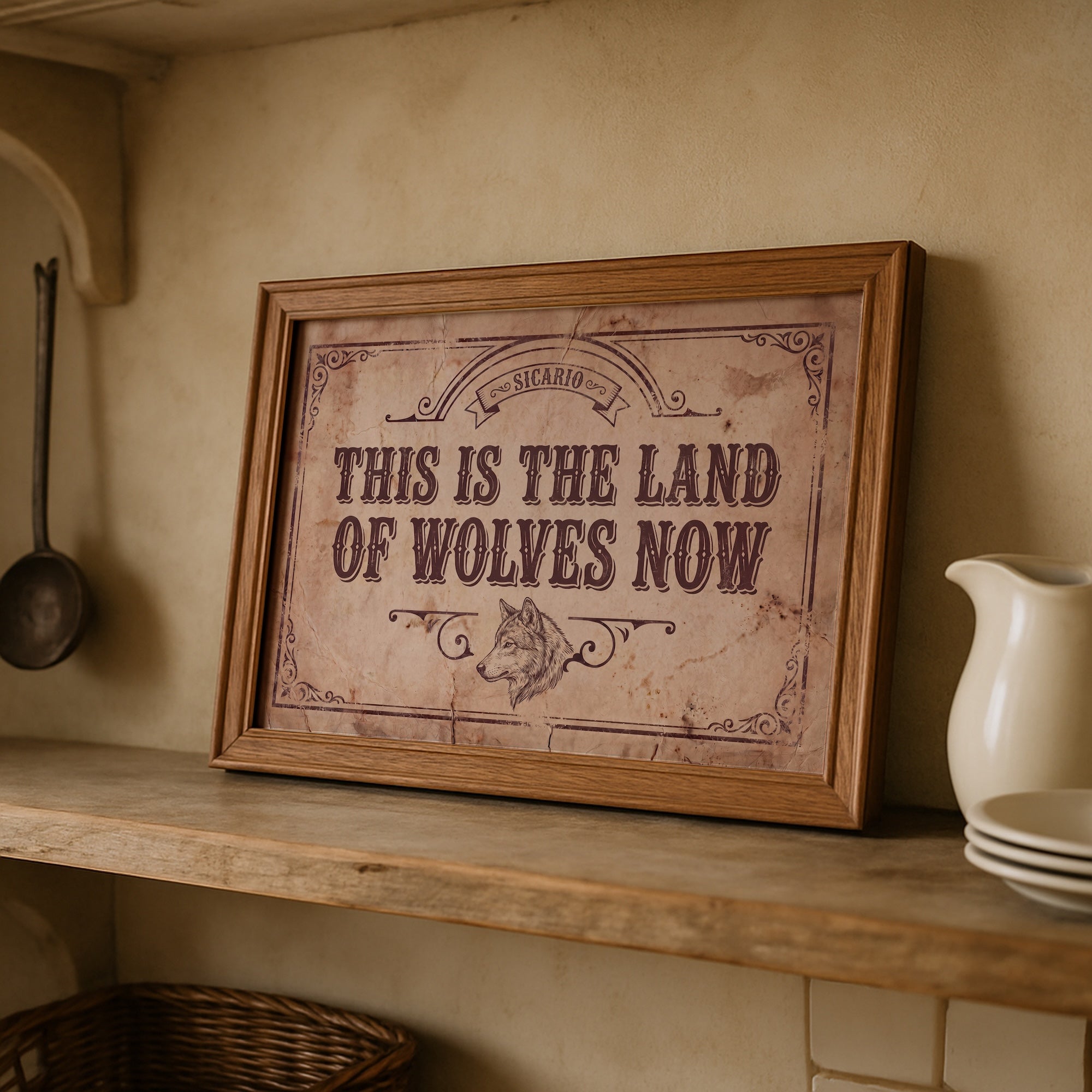 Land of Wolves: Sicario Movie Quote - Vintage Old West Art Print