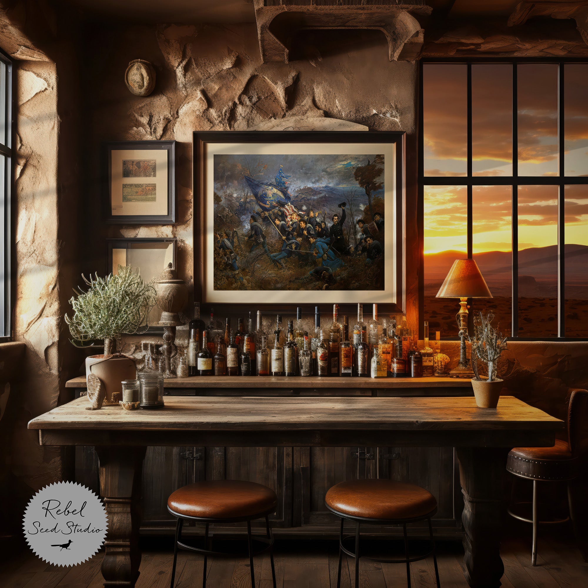 The Second Minnesota Regiment at Missionary Ridge: Restored Civil War Battle Painting Reproduction (Canvas or Fine Art Poster Print)