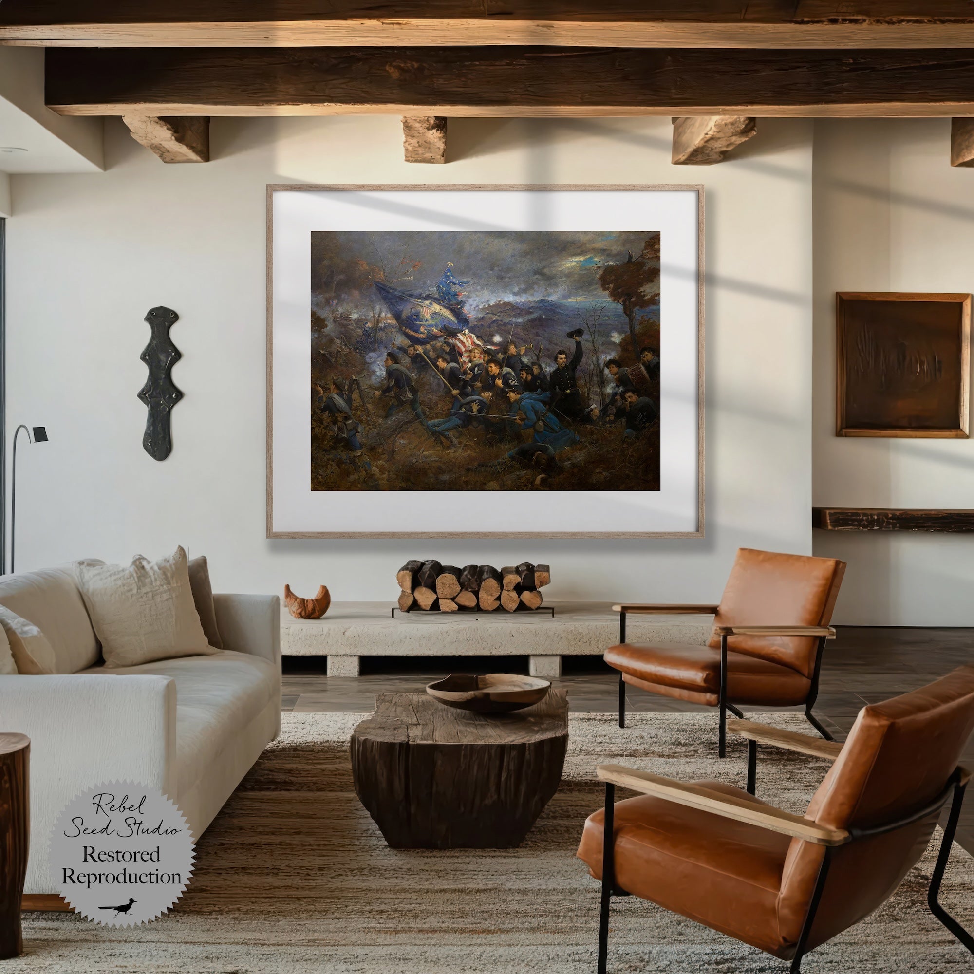 The Second Minnesota Regiment at Missionary Ridge: Restored Civil War Battle Painting Reproduction (Canvas or Fine Art Poster Print)