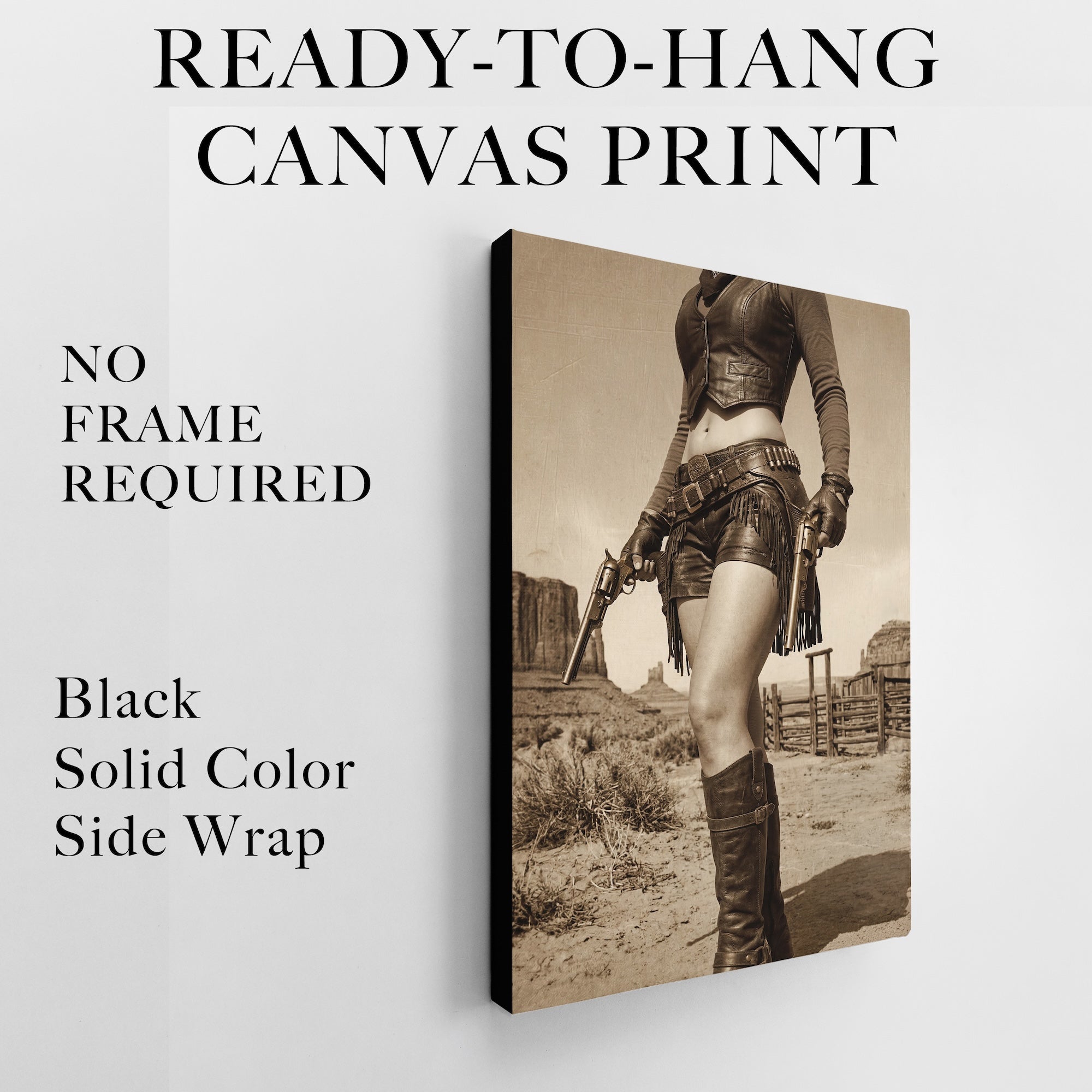 Modern Old West Outlaw Cowgirl: Vintage Sepia Art Print