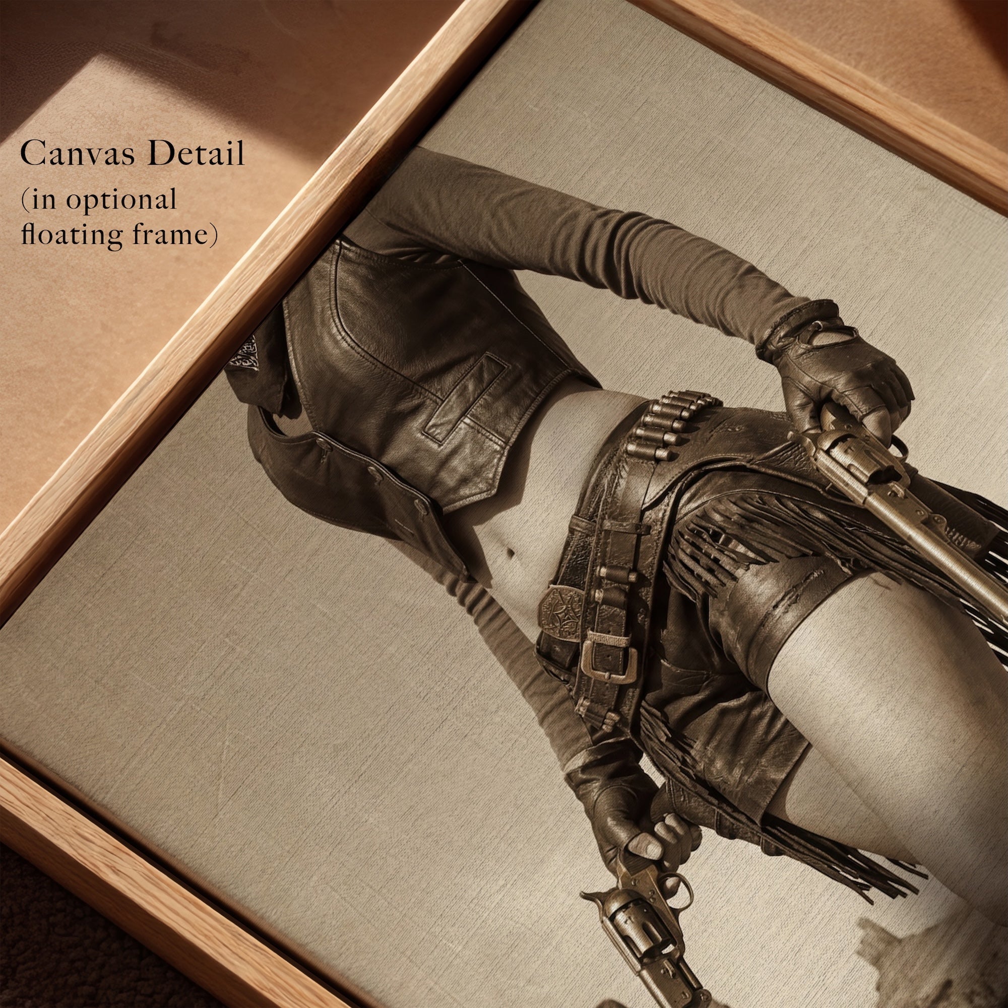 Modern Old West Outlaw Cowgirl: Vintage Sepia Art Print