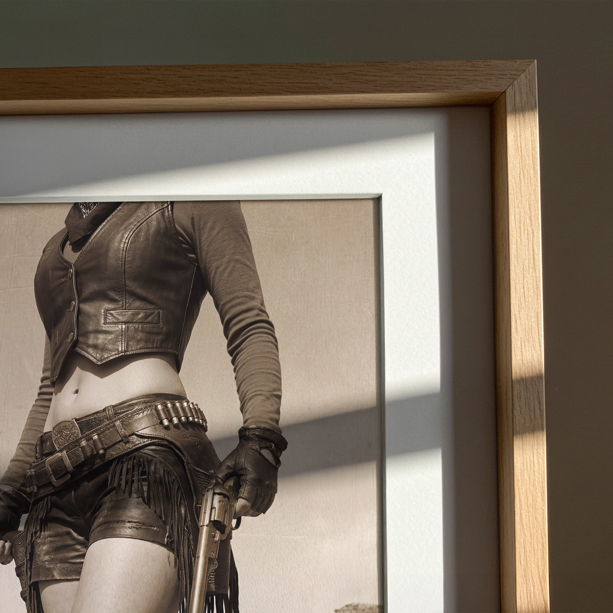 Modern Old West Outlaw Cowgirl: Vintage Sepia Art Print
