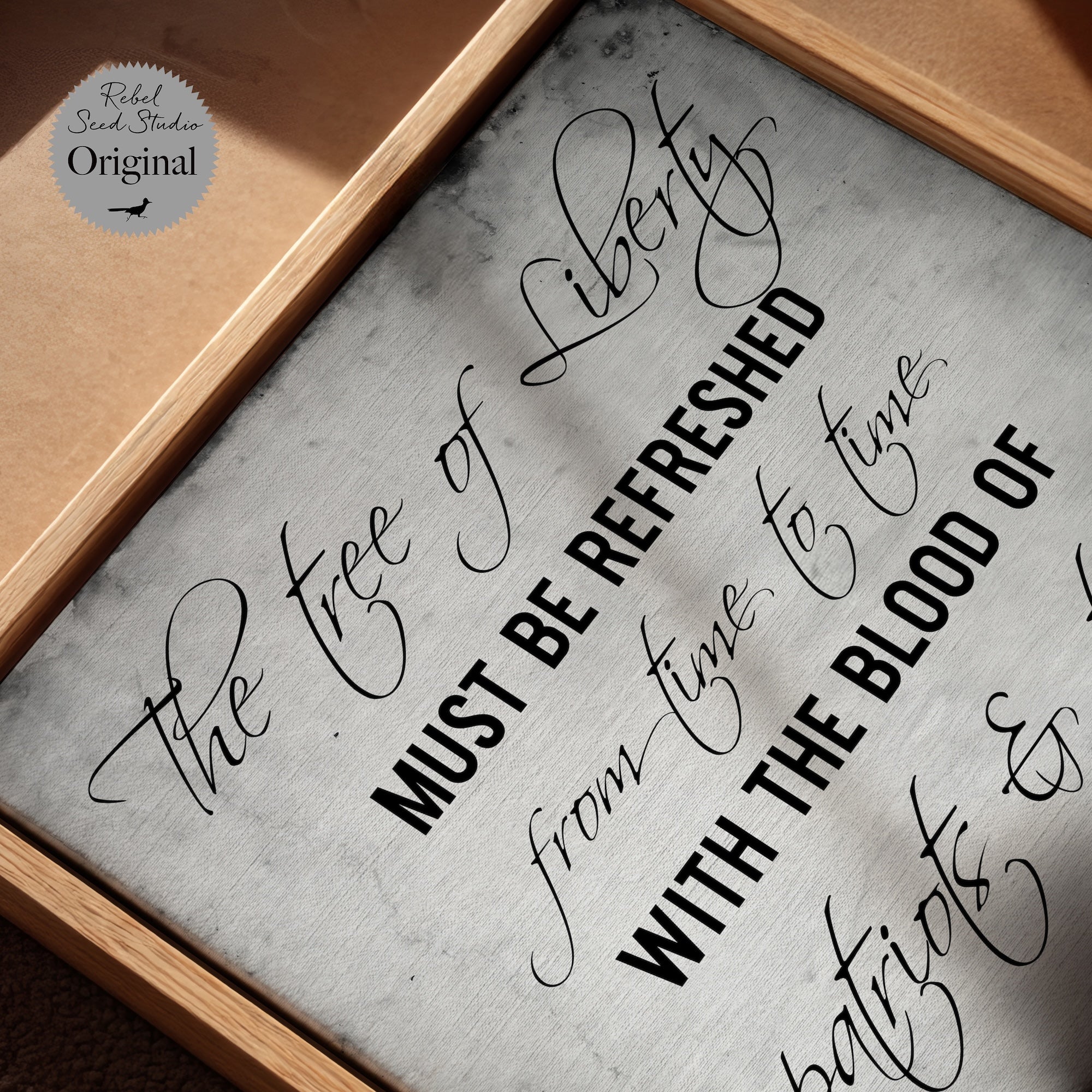 Revolutionary War Patriot & Thomas Jefferson Quote Bundle: The Tree of Liberty Must Be Refreshed From Time to Time with the Blood of Patriots & Tyrants (Ready-to-Hang Canvas or Ready-to-Frame Fine Art Poster Print Set)