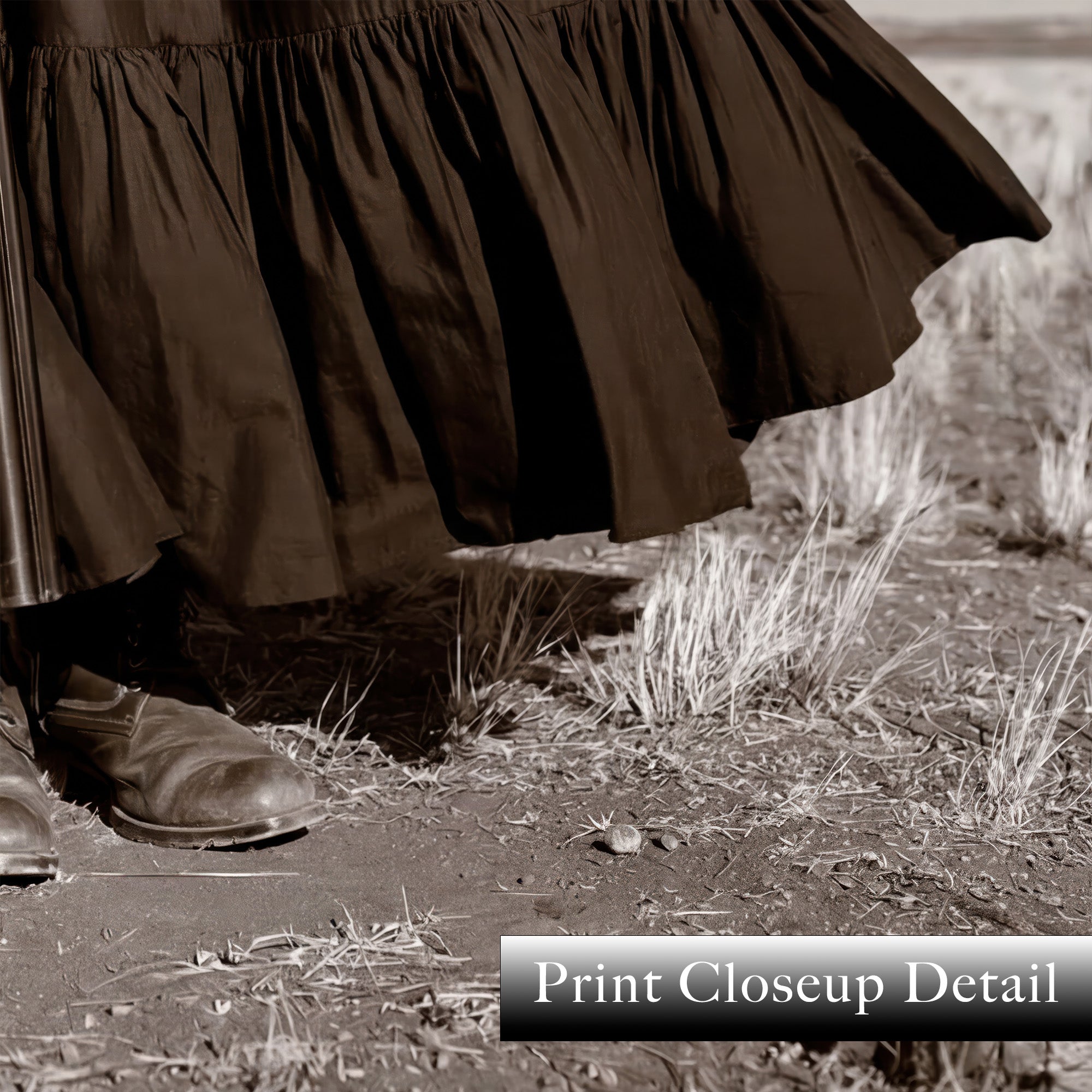 Prairie Cowgirl: Vintage Old West Black & White Art Print