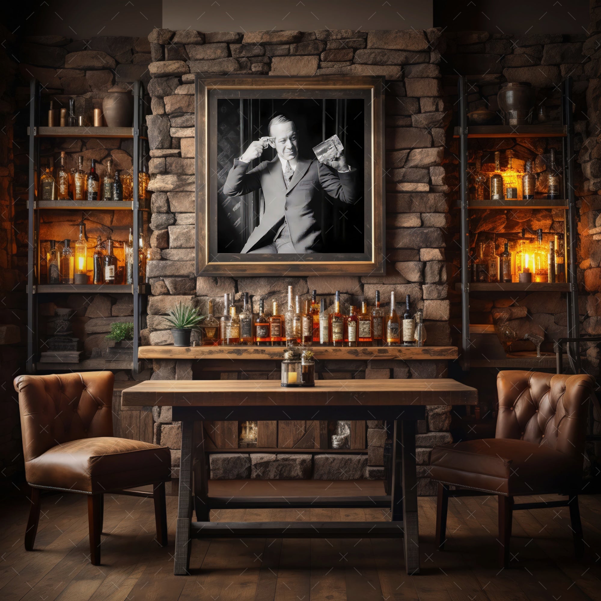 Prohibition: Booze or Death - Funny Vintage Black & White Photograph (Art Print)