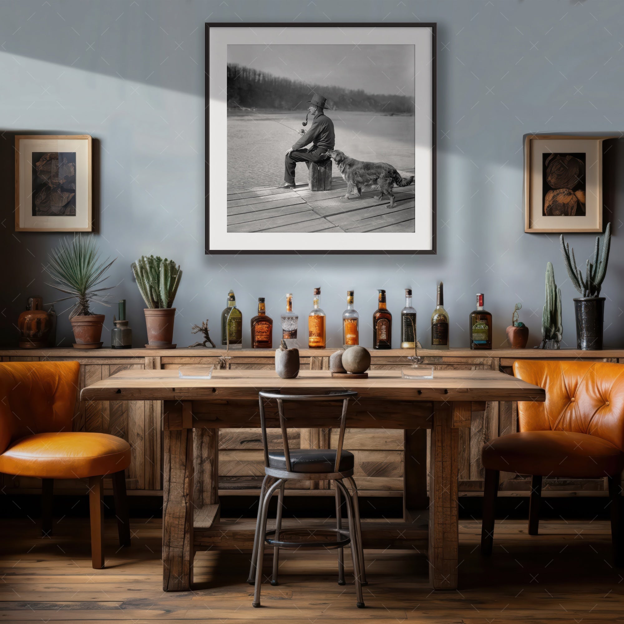 Prohibition Hooch Hound: Funny Vintage Black & White Photograph of a Dog Confiscating Liquor (Art Print)