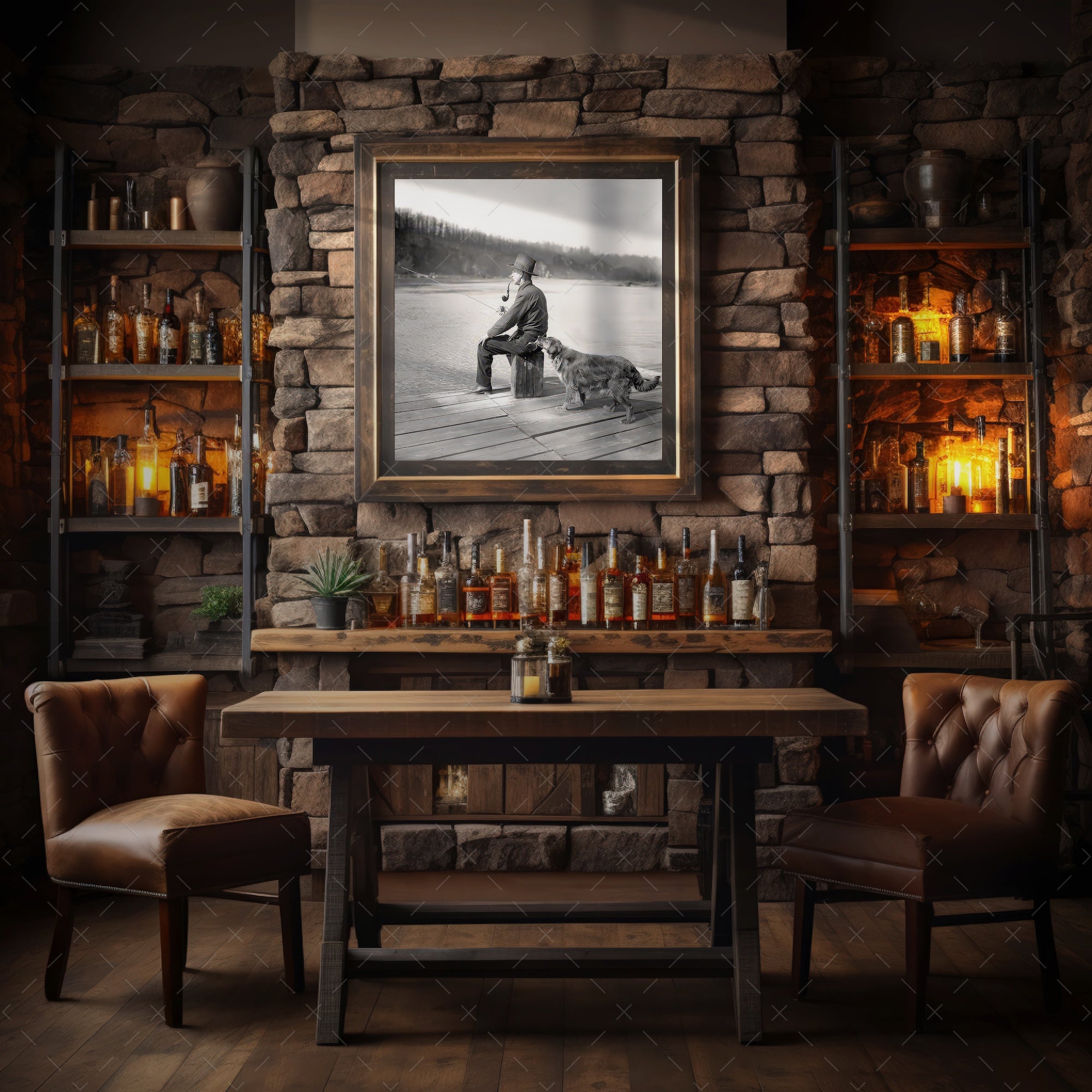 Prohibition Hooch Hound: Funny Vintage Black & White Photograph of a Dog Confiscating Liquor (Art Print)