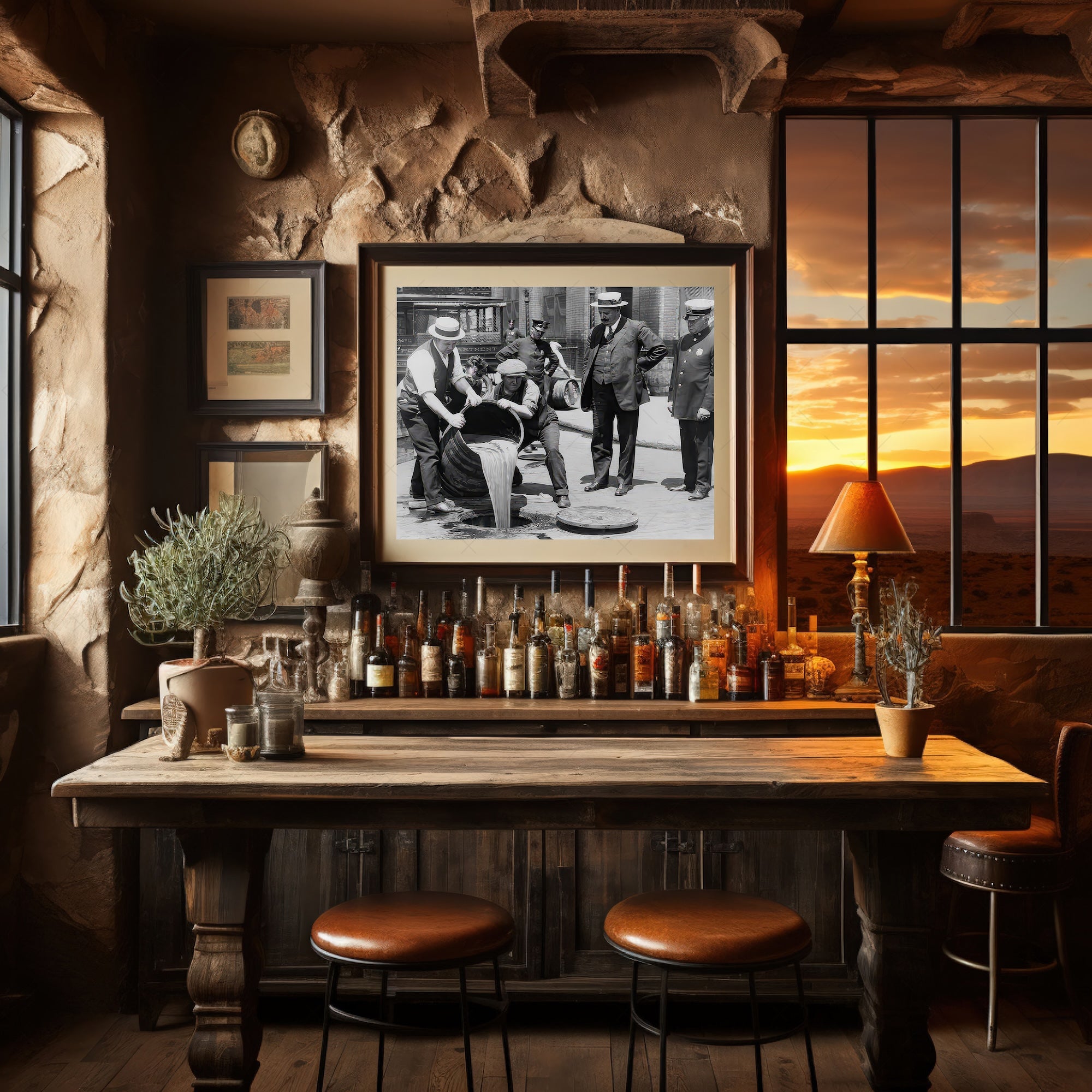 Prohibition Raid: New York City - Vintage Black & White Photograph (Art Print)