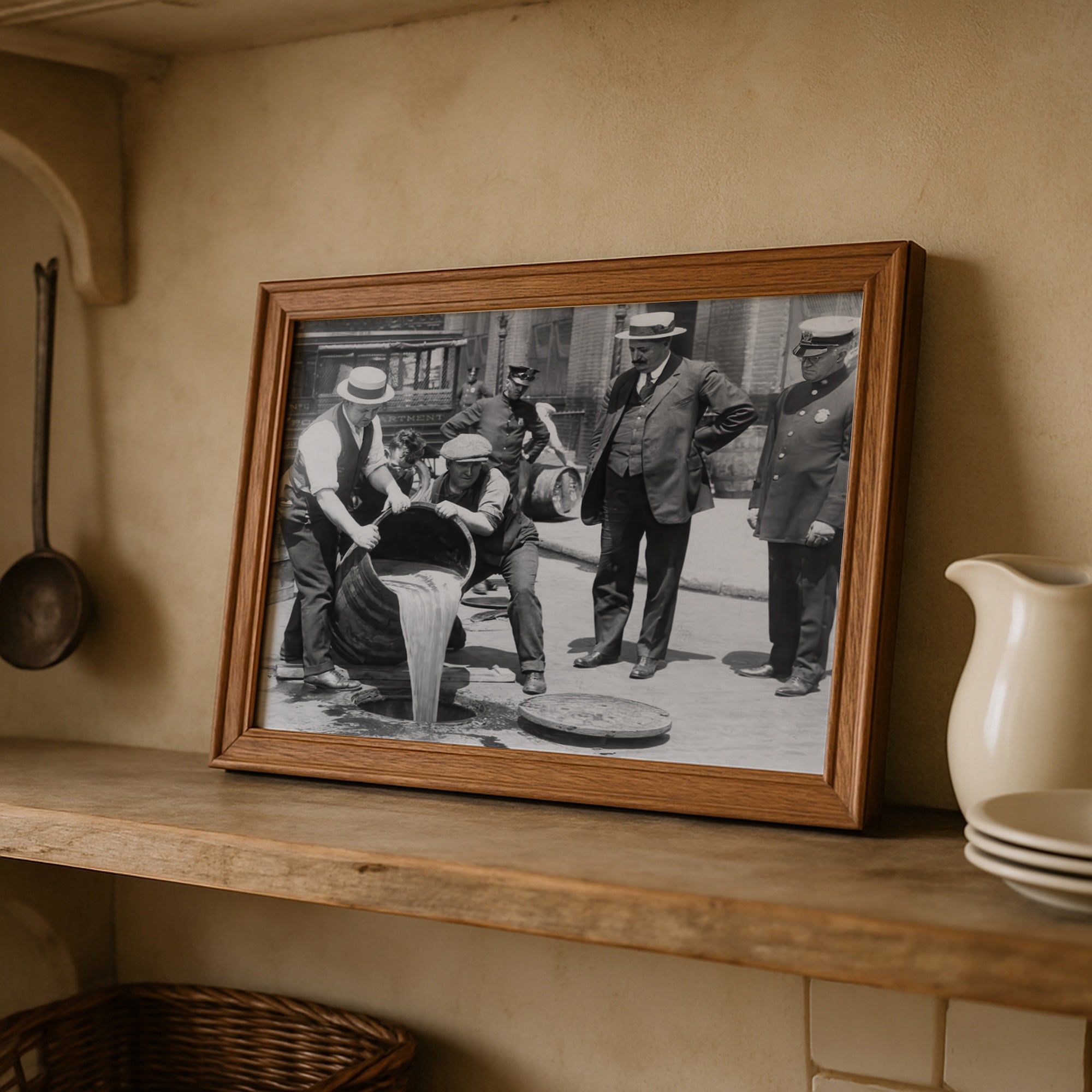 Prohibition Raid: New York City - Vintage Black & White Photograph (Art Print)