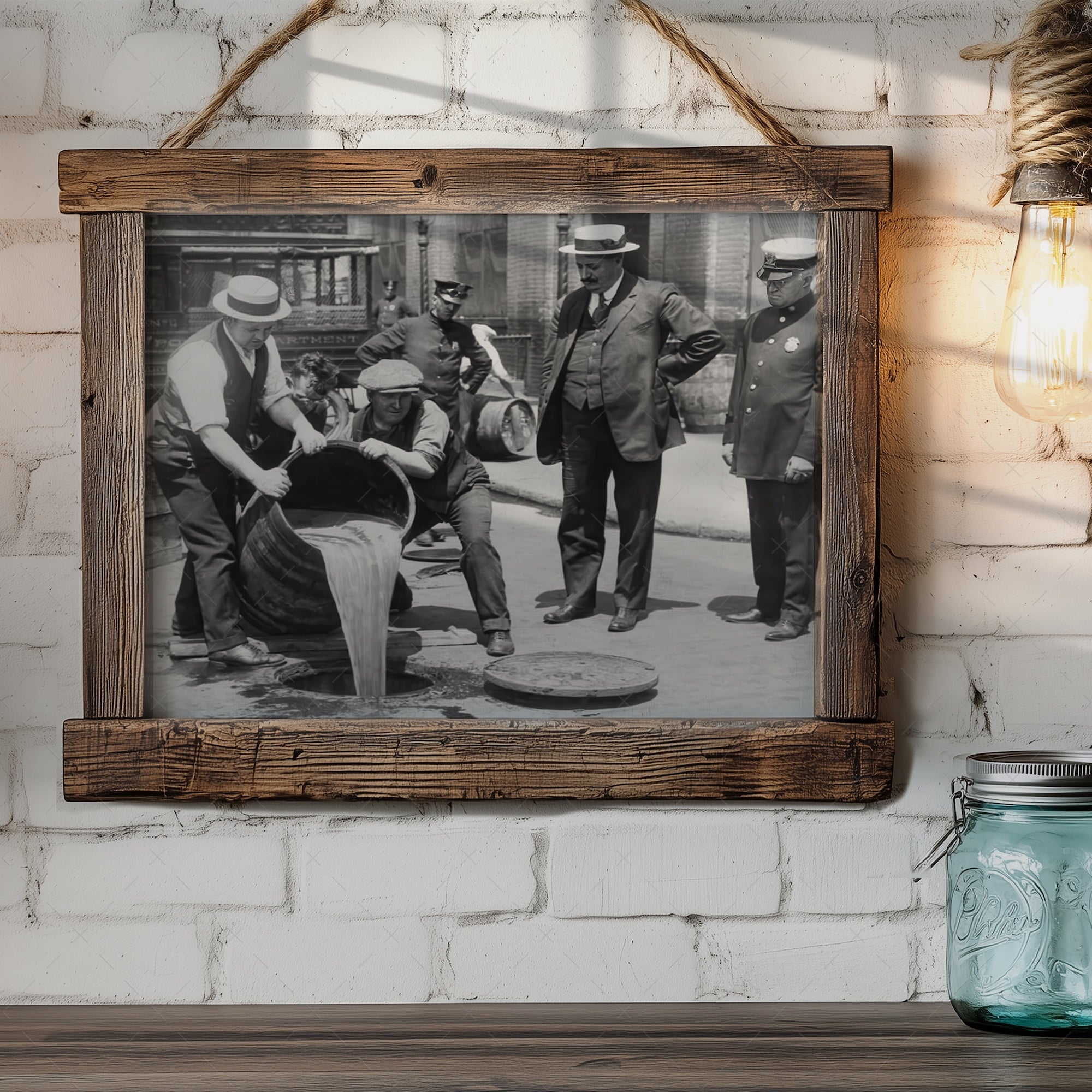 Prohibition Raid: New York City - Vintage Black & White Photograph (Art Print)
